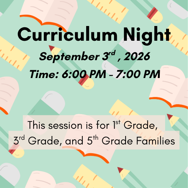 Curriculum Night For 1st Grade, 3rd Grade, and 5th Grade