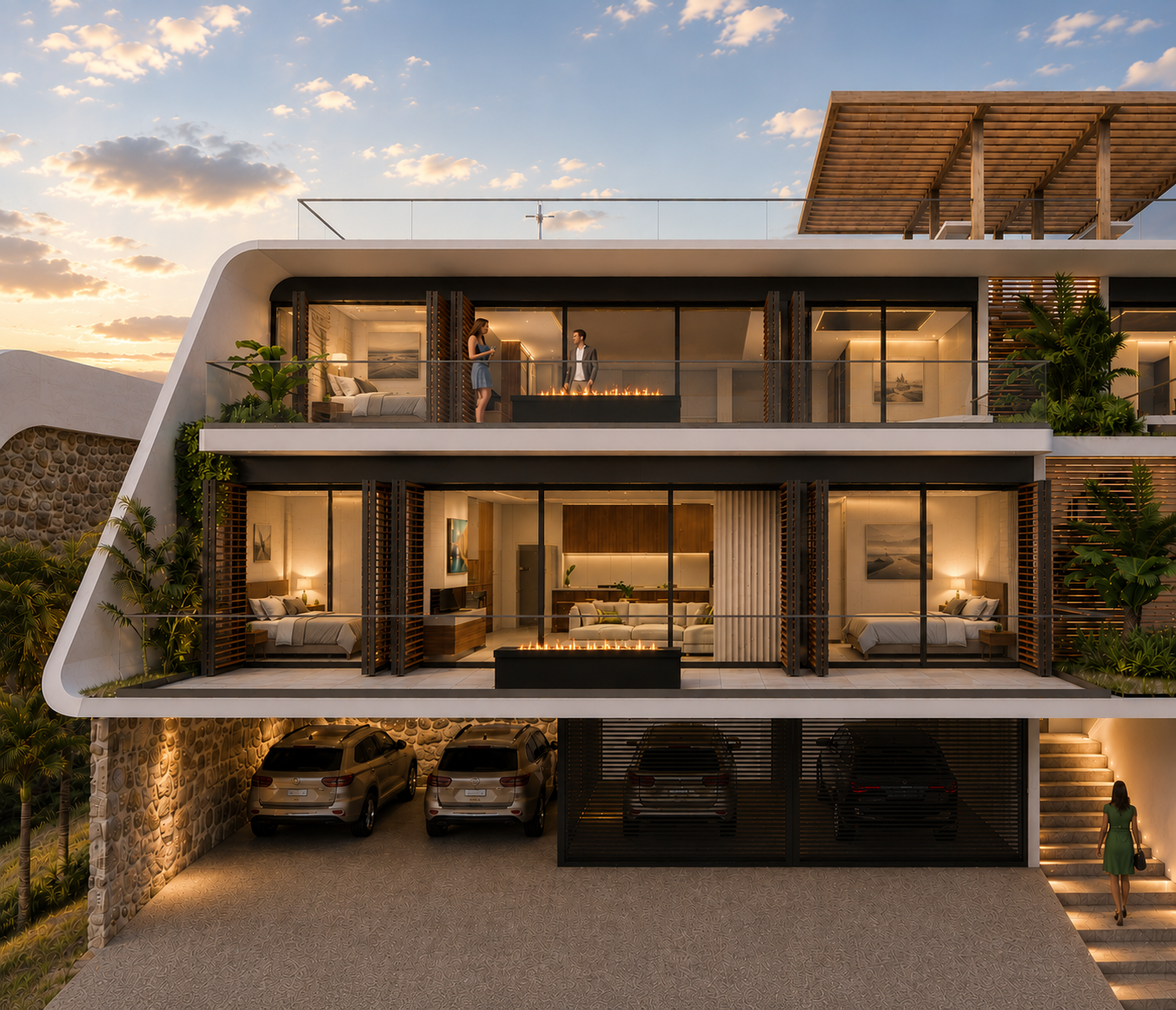 Paired villa exteriors
