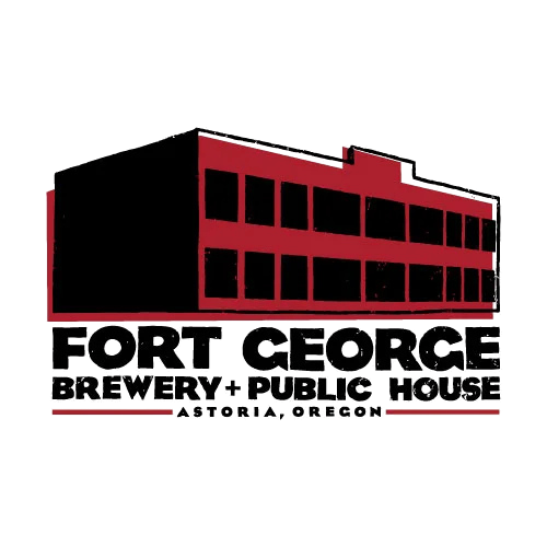 A simplified, stylized drawing of a multi-story building with interconnected sections, rendered in red and black.