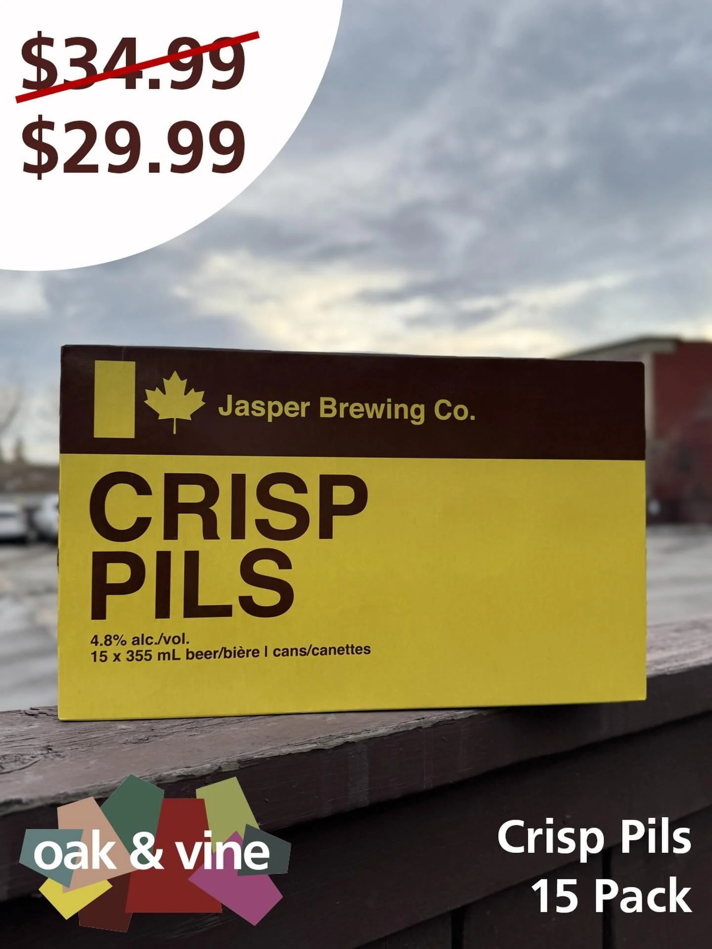 We&rsquo;ve got everyone&rsquo;s favourite Crisp Pils from Jasper Brewing Co. on sale right now! Come in and get a 15 pack for $5 off ($29.99)!