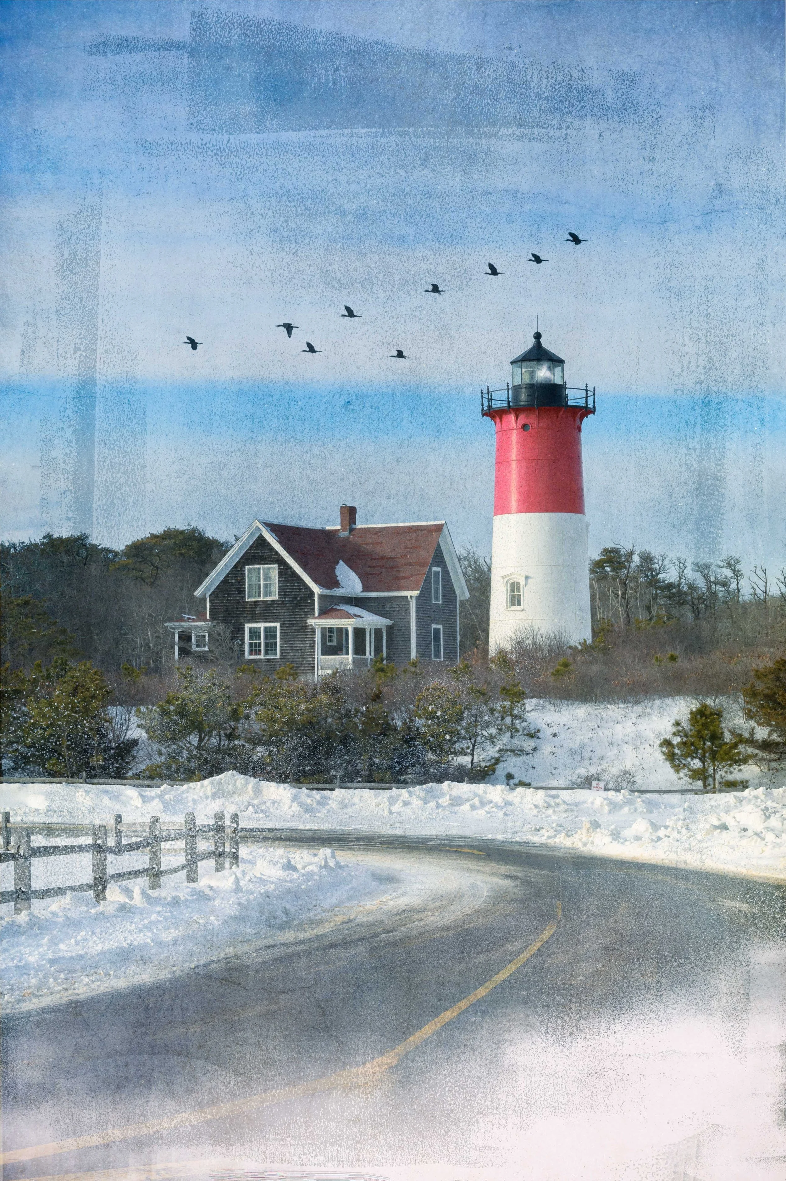 Nauset Lighthouse in the Snow