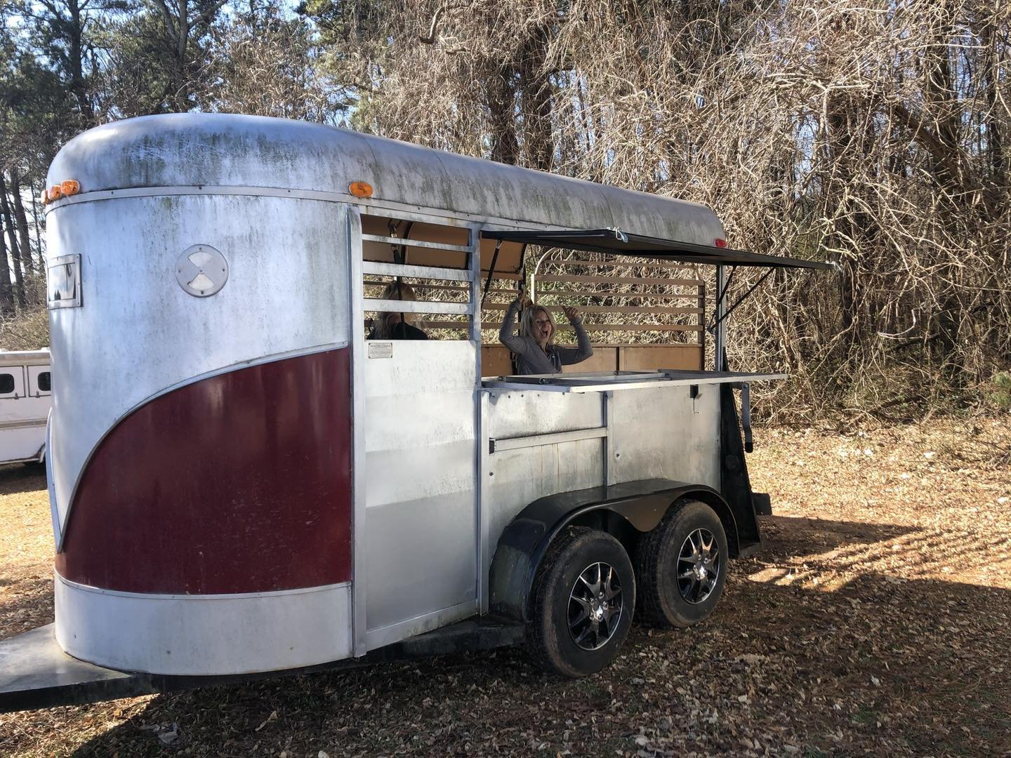 Flashback Friday! Remember when Chappy was JUST a regular old horse trailer? He used to cart around my friend&rsquo;s horses while she was showing. She grew up and the trailer sat until I had this wild idea to build a bar!! &ldquo;drink with horse pe