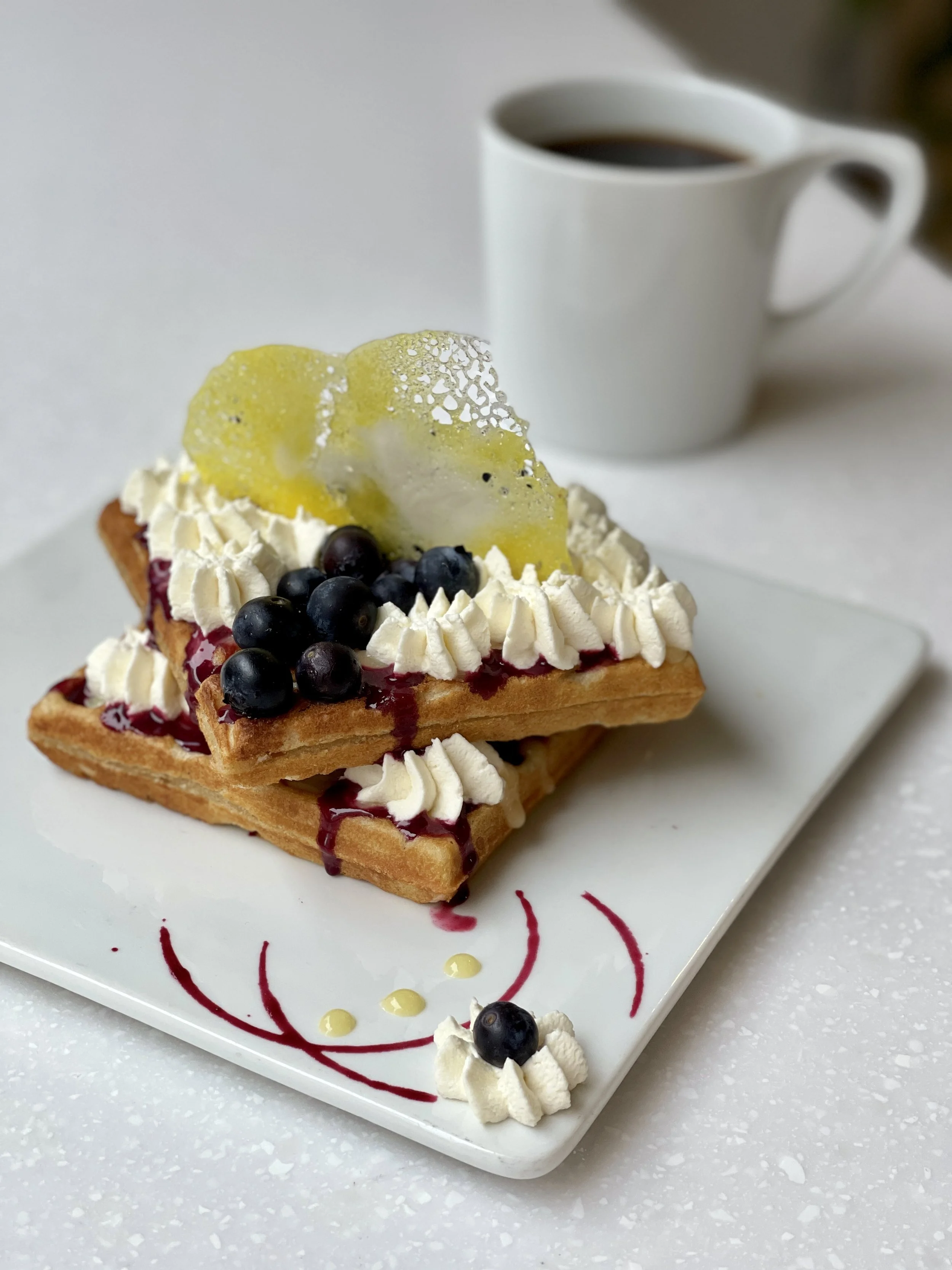 People's Waffle - Blueberry lemon waffle and Coffee