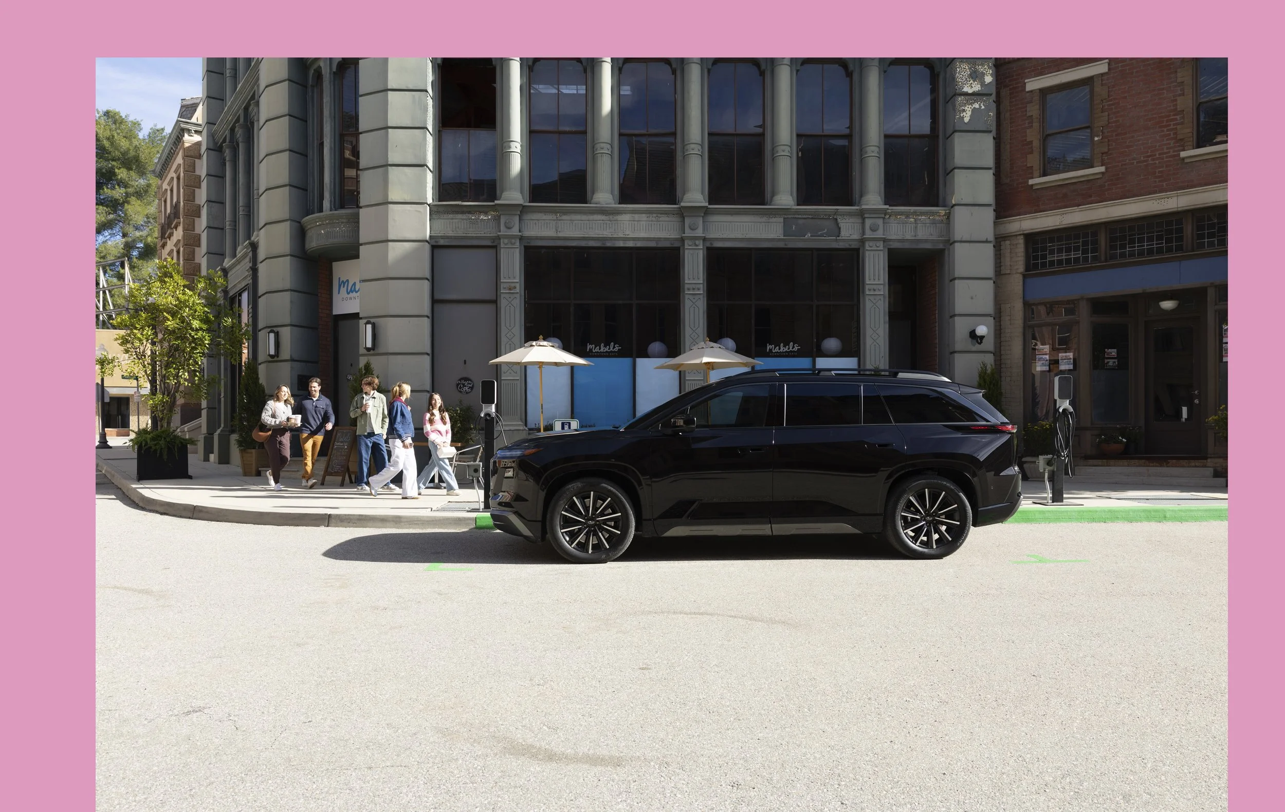 Original image request to clean up over all, add elements from other images to expand background loosely composed by the Art director, and add fix car color to match previously approved images.