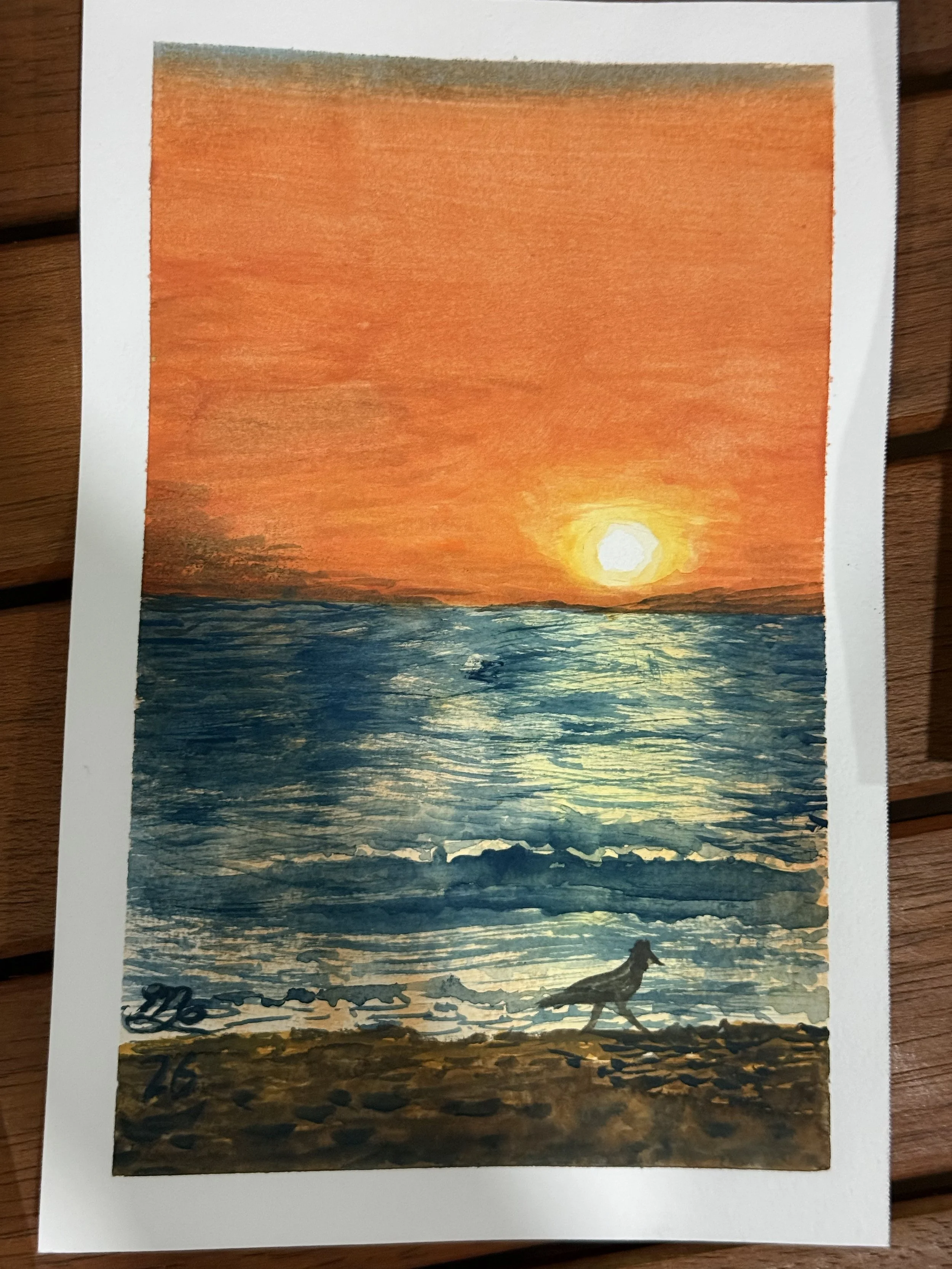 Seal Beach Sunset. Watercolor