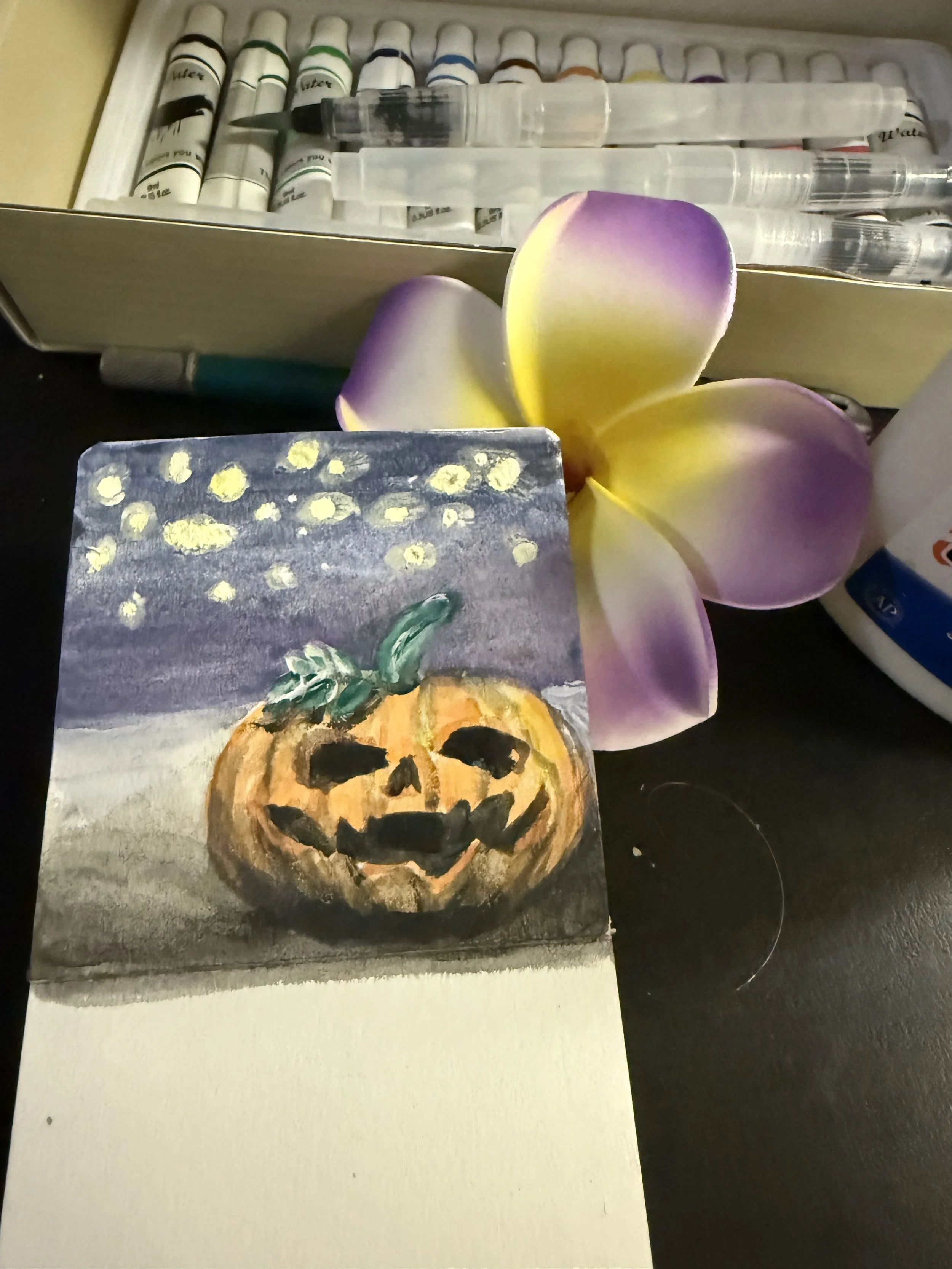 Halloween and starlight. Watercolor