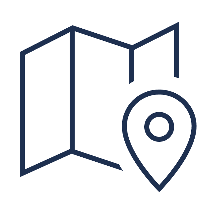 Line icon of a map and location marker.