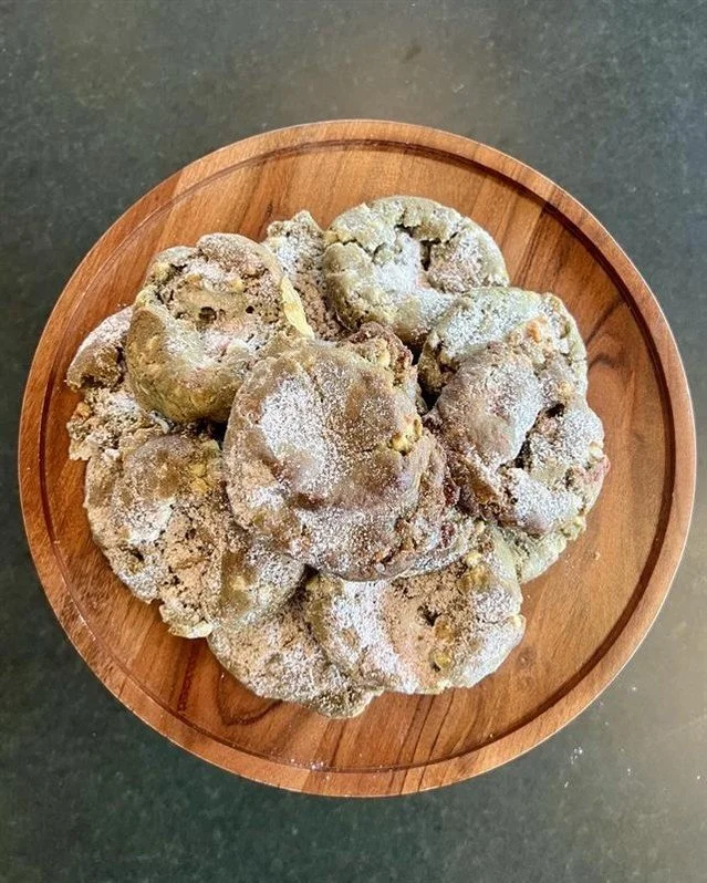 It's officially sweet treat o'clock 🍪🍪🍪Stop by for a freshly baked Matcha White Chocolate Cookie and an afternoon pick me up.