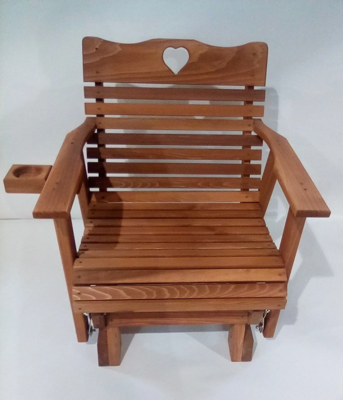 Cedar Heart-back Glider with Cup Holder, Amish-made — Cedar