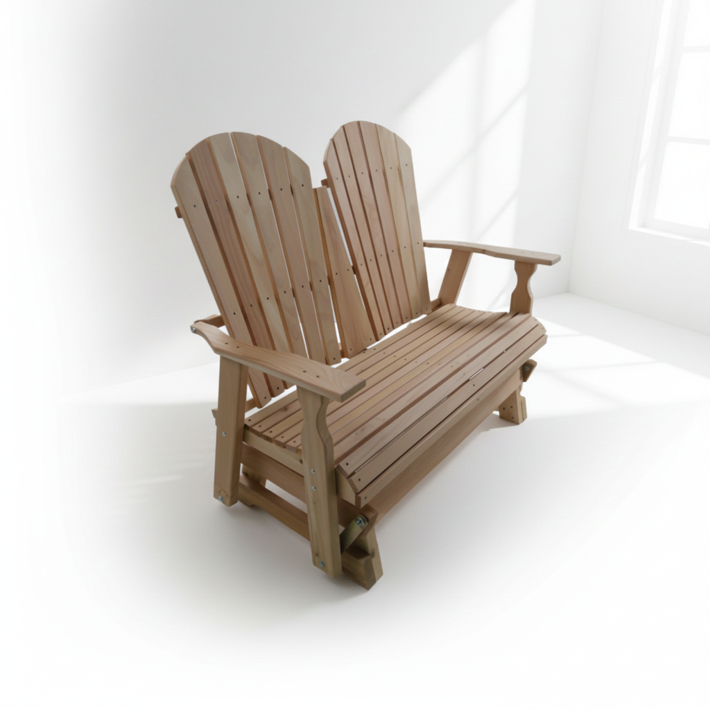 4 Ft Fan-Back Double Cedar Glider – Natural Cedar, Amish-made