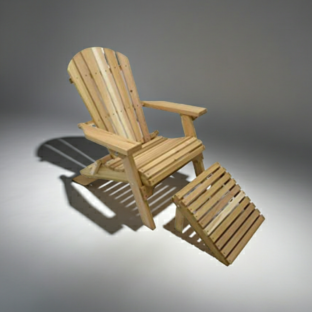 Unstained Folding Adirondack with Ottoman - White Background & Shadows.png