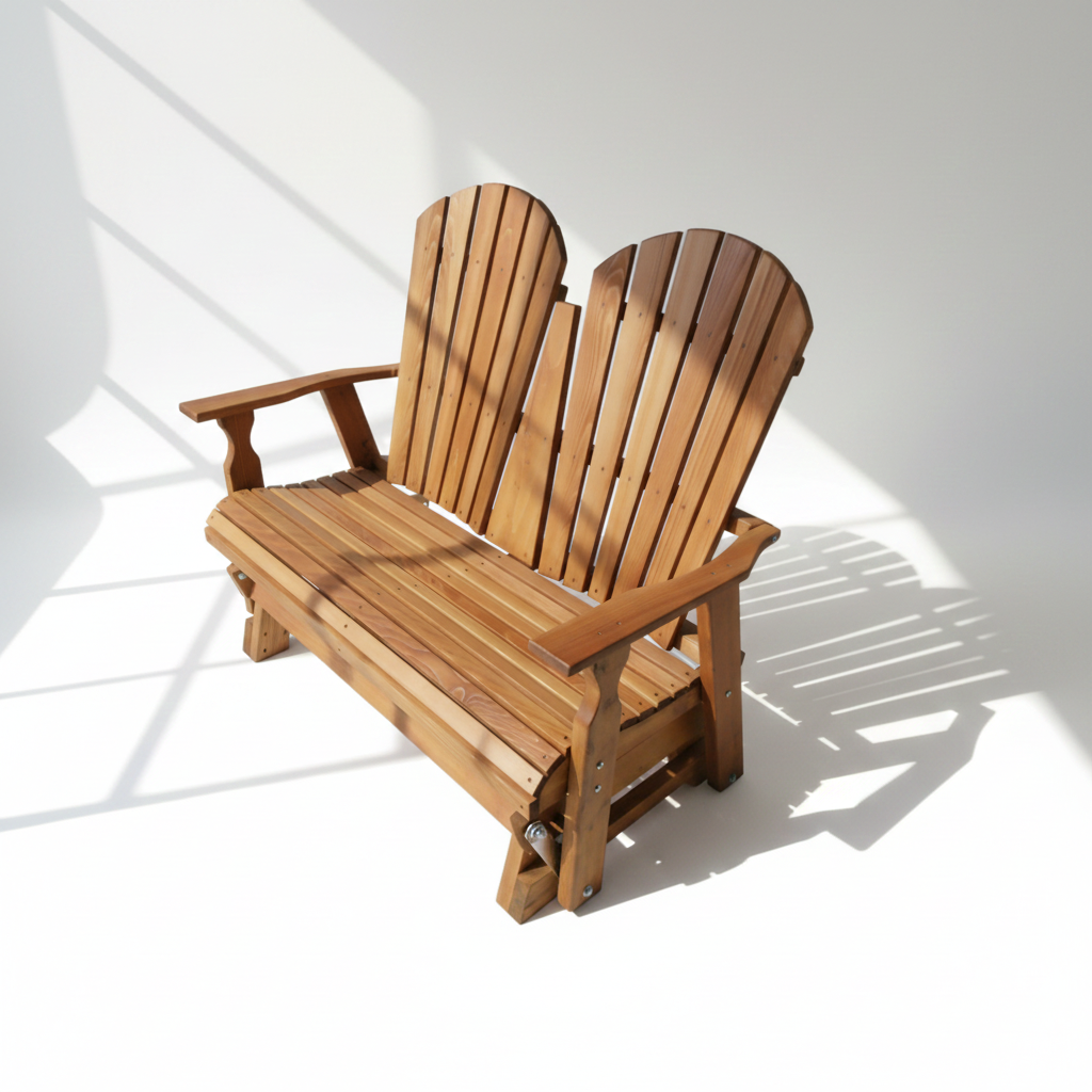 4 Ft Fan-Back Double Cedar Glider – Stained, Amish-made