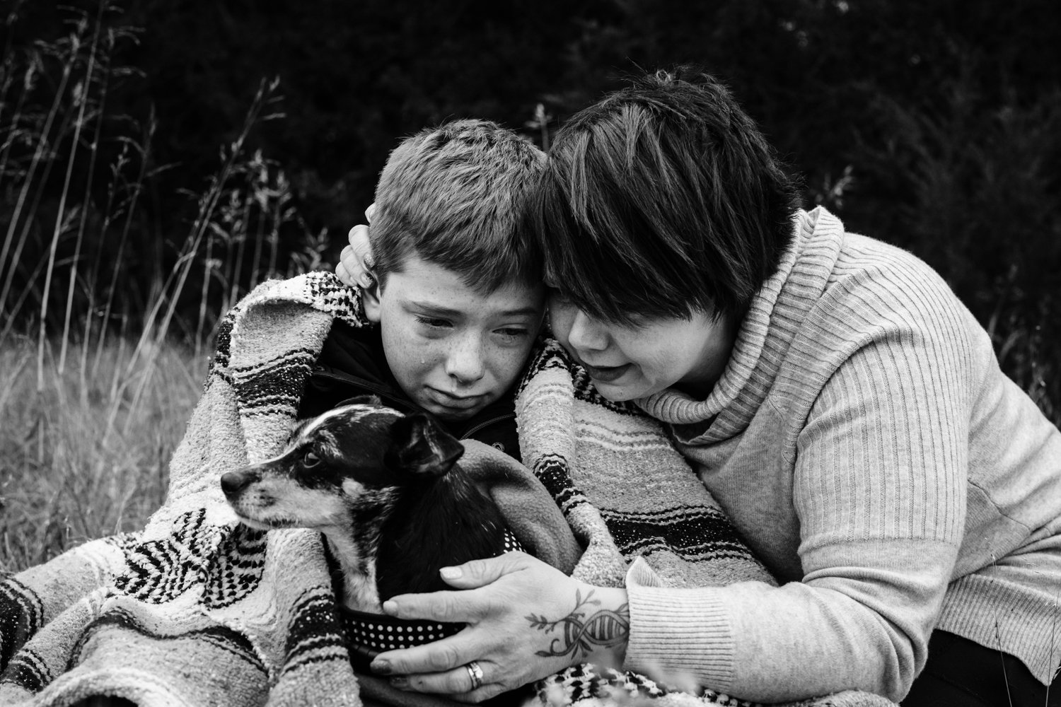 boy dog pet loss photo session