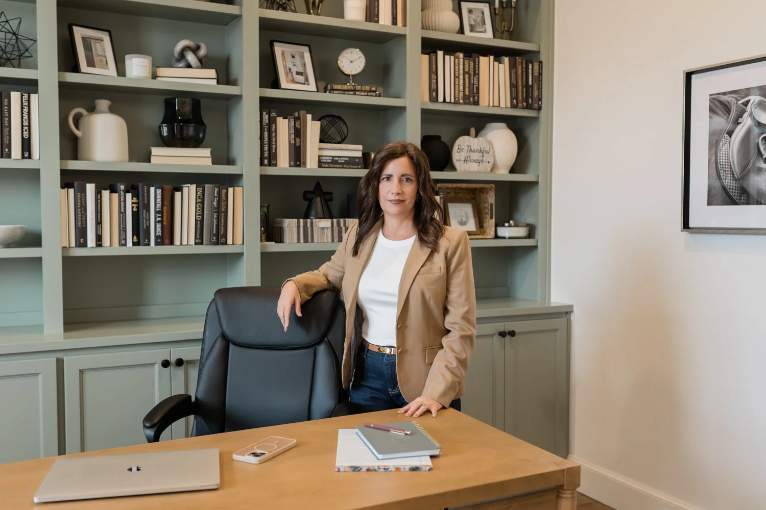 Stylish business casual portrait for Rose Rock Mortgage marketing