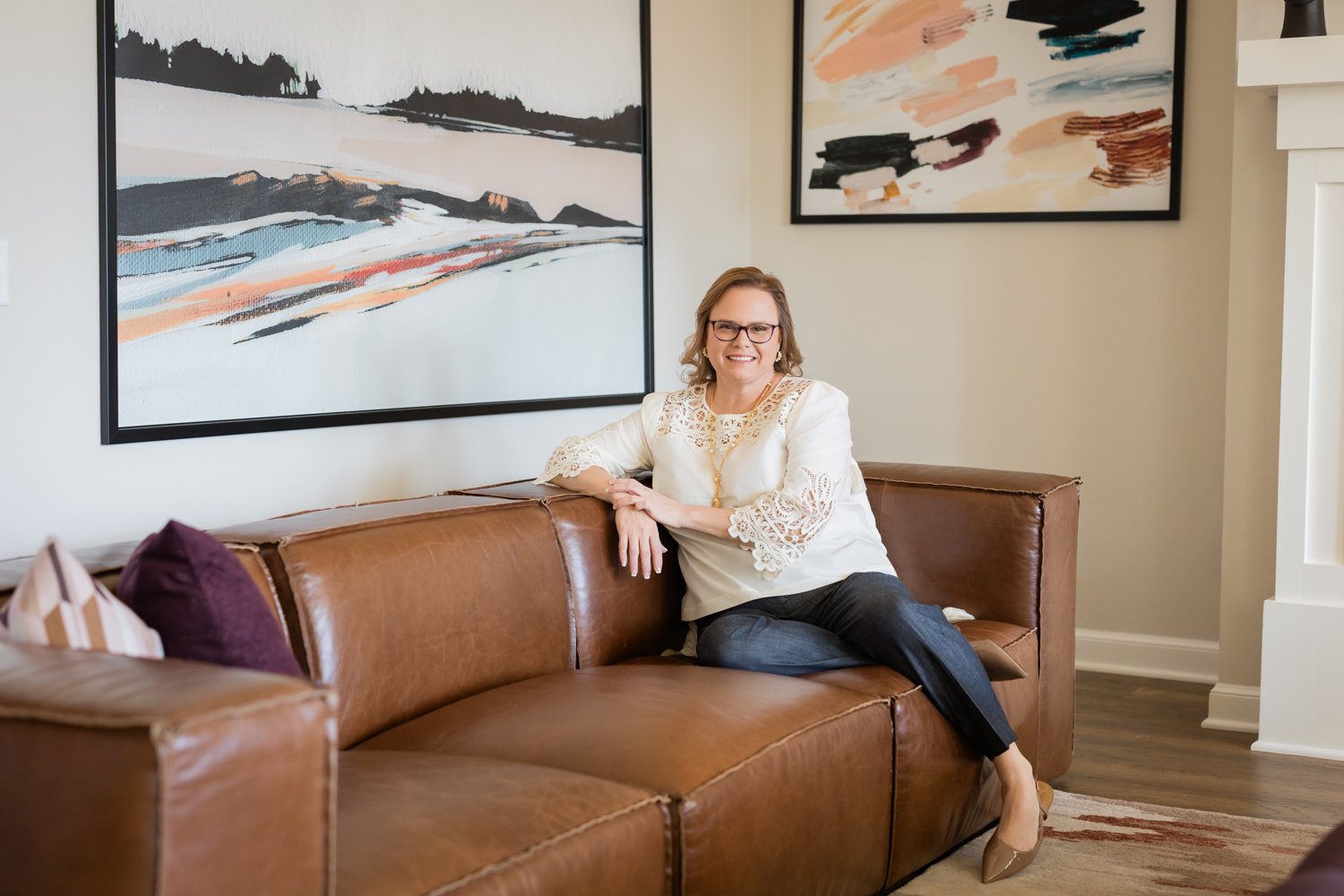 Norman, OK photographer taking professional headshots in a model home