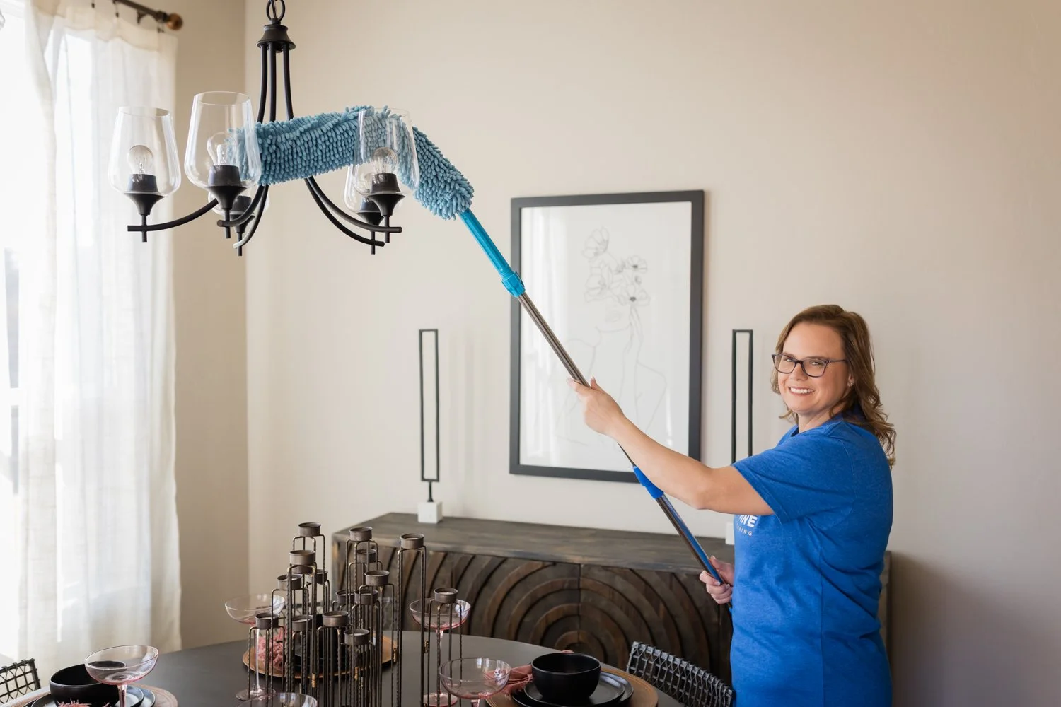 Business owner portrait in a bright, welcoming home environment