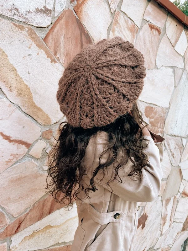 NWT Handmade Alpaca Wool Crochet Beret Hat Brown Spiral Knit Artisan Farm Blend Handmade Alpaca Knit Beret – Dark Chocolate Brown Winter Hat  main image 4
