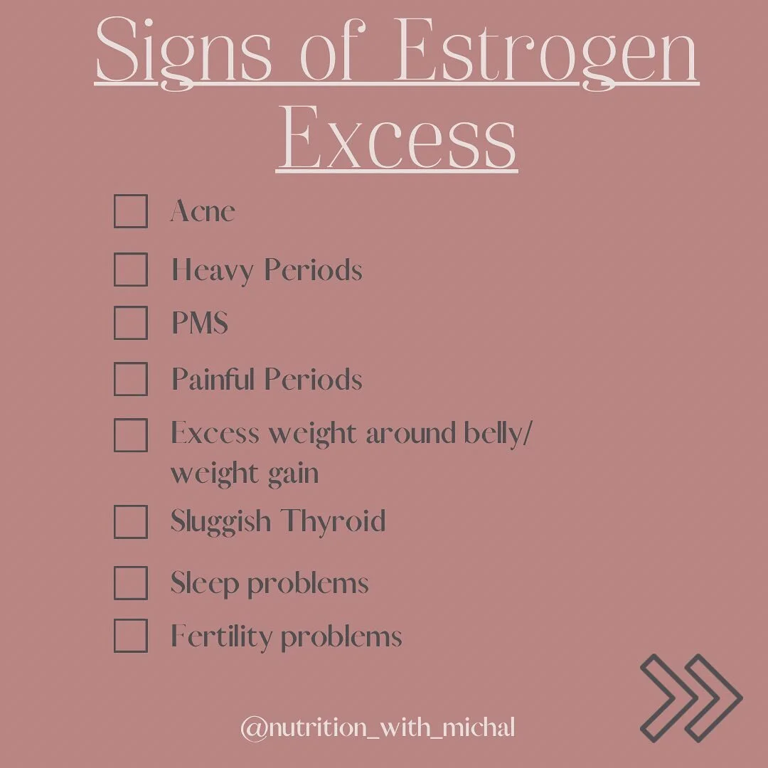 Estrogen excess can be influenced by your gut microbiome, how well your liver is detoxifying, your toxin load, and your overall nutrition status. 

Estrogen balance is important and will help keep other hormones happy like progesterone. 

Focus point