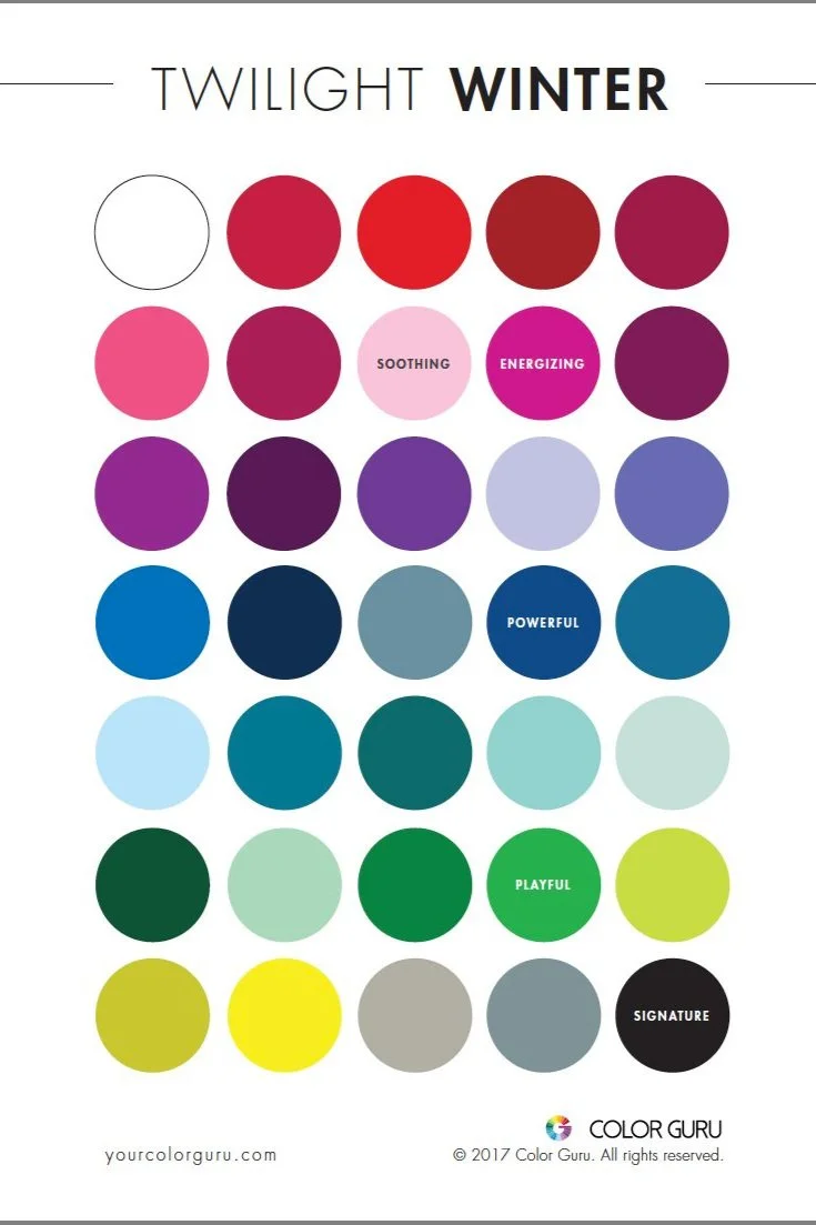 You Color Guru Color Analysis Card - Twilight Winter
