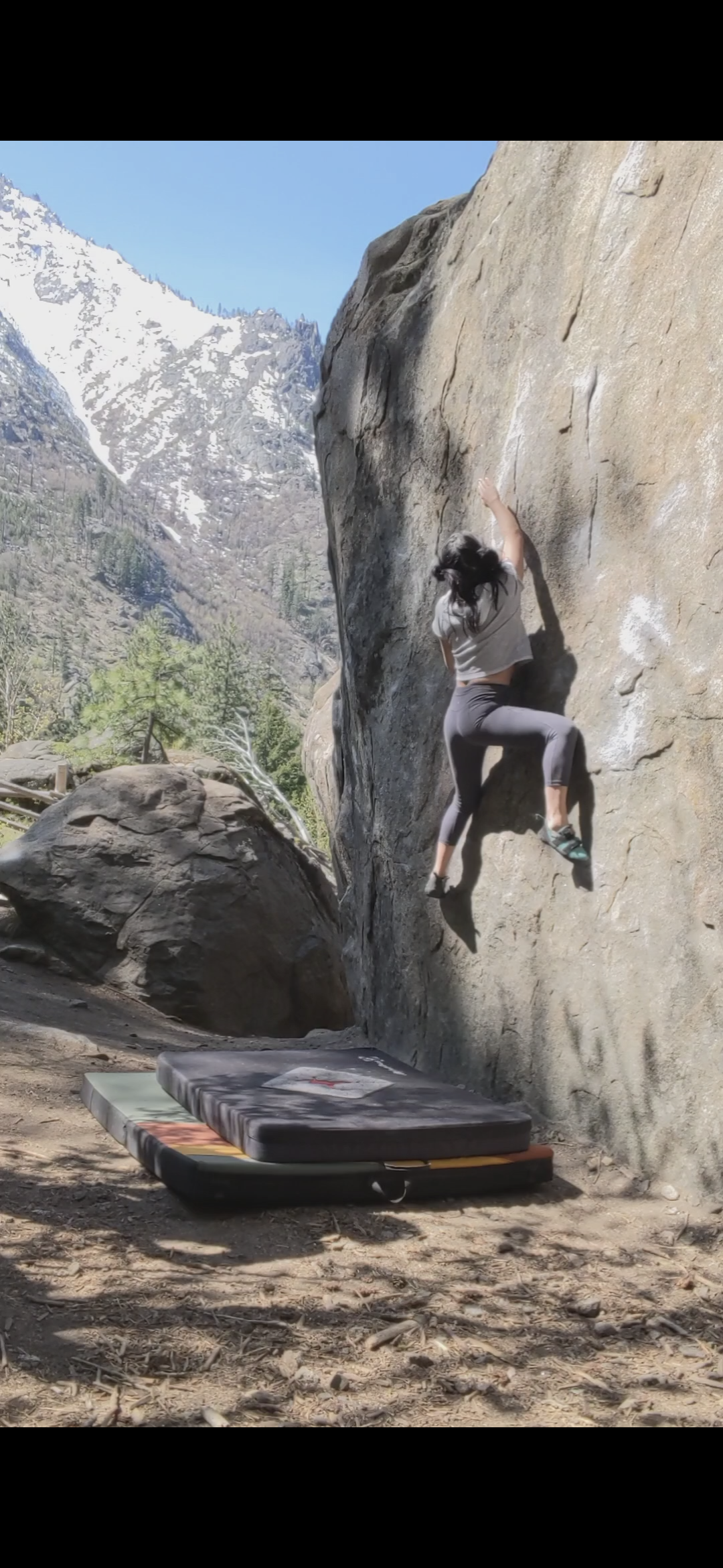 Laura rock climbing outside at Leavenworth, WA