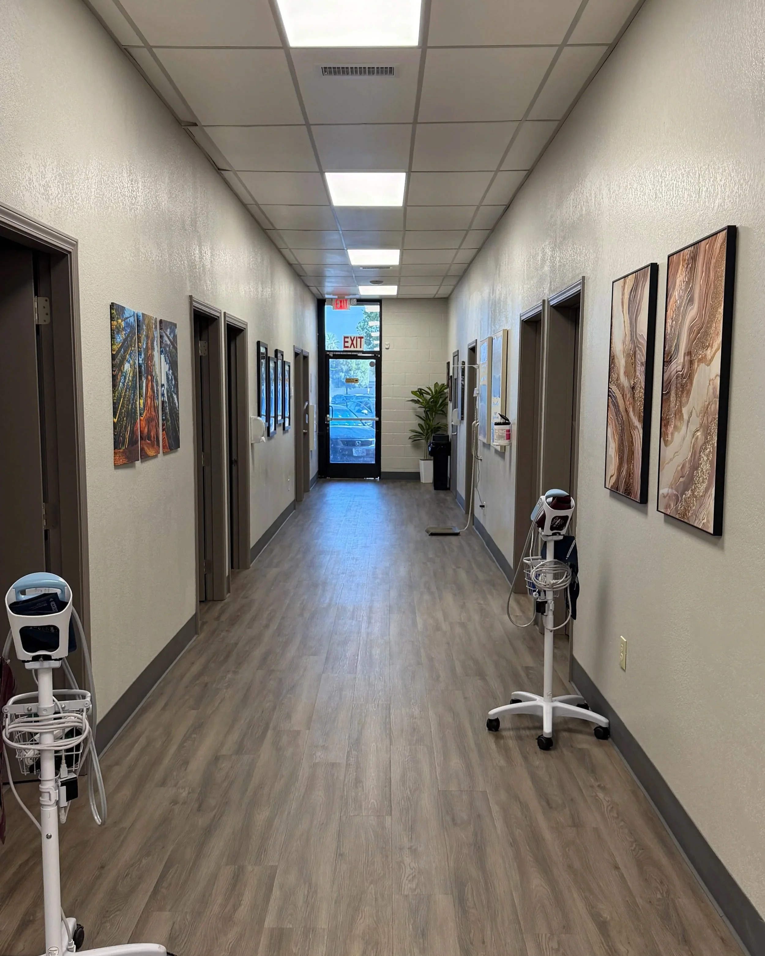 Hallway number 2 with exam rooms, facing north