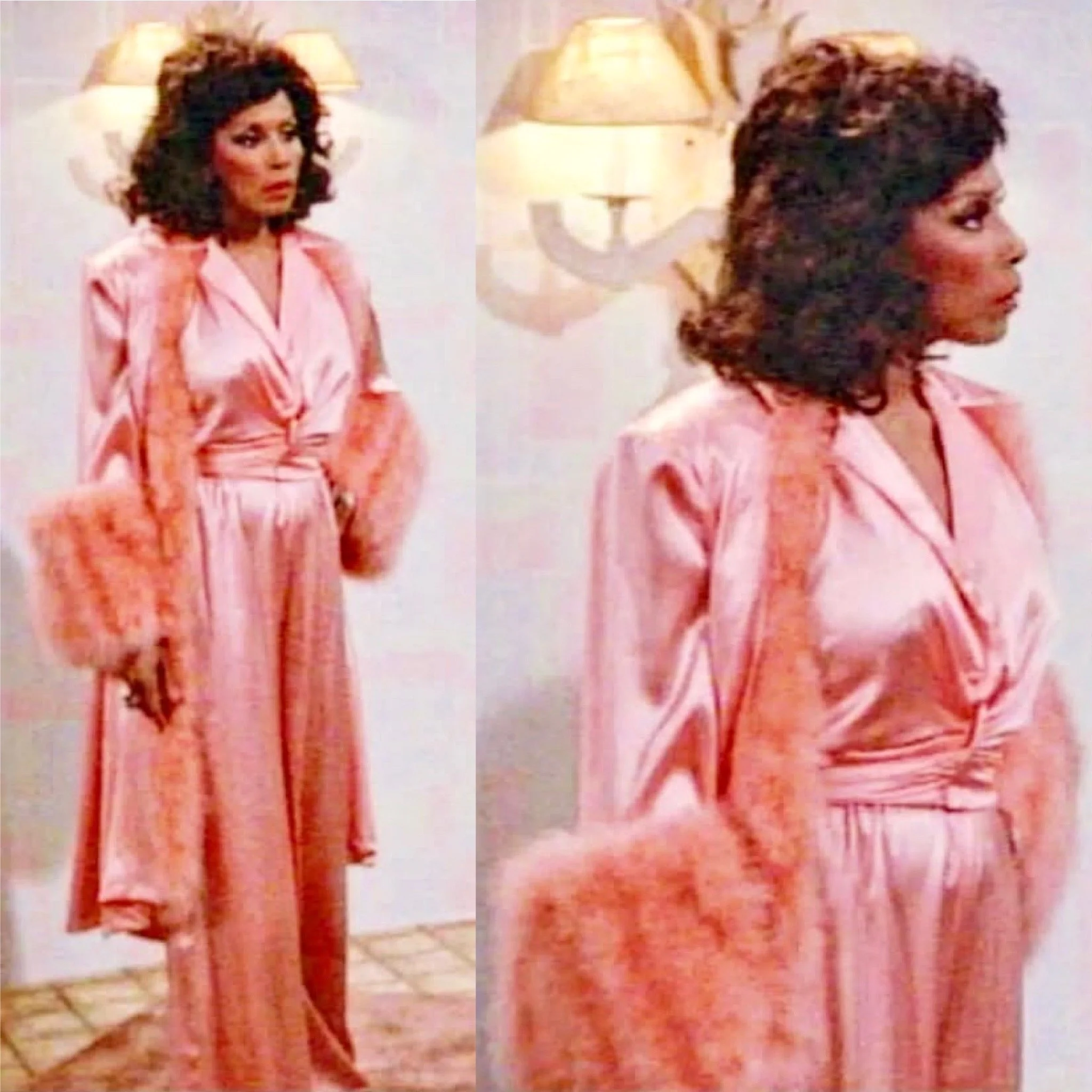 WANTED: Pink Satin Marabou Diahann Carroll "Dynasty" Lounging Ensemble