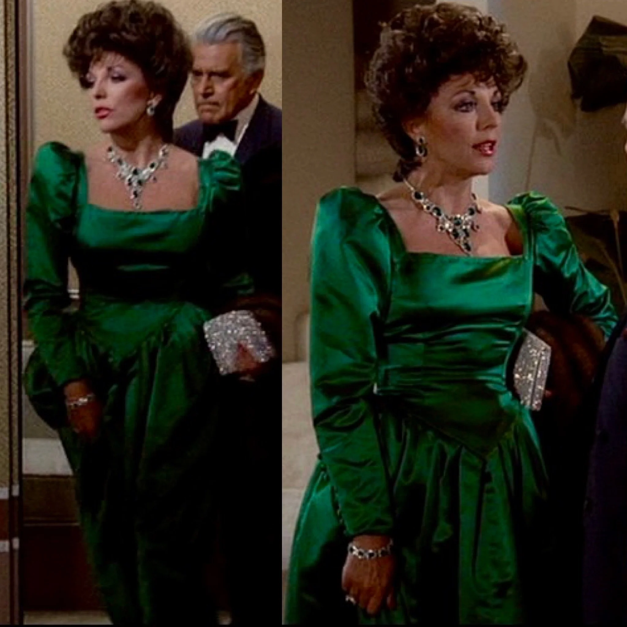 WANTED: Green Satin Joan Collins "Dynasty" Gown