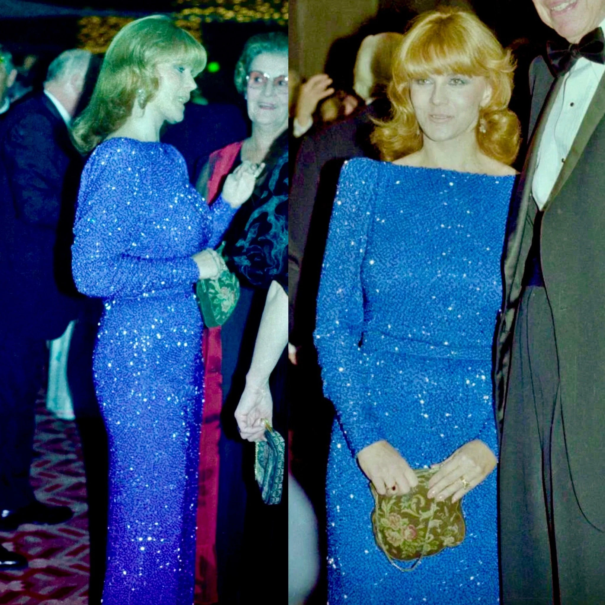 Nolan Miller Collector Blue Beaded Ann Margret Gown