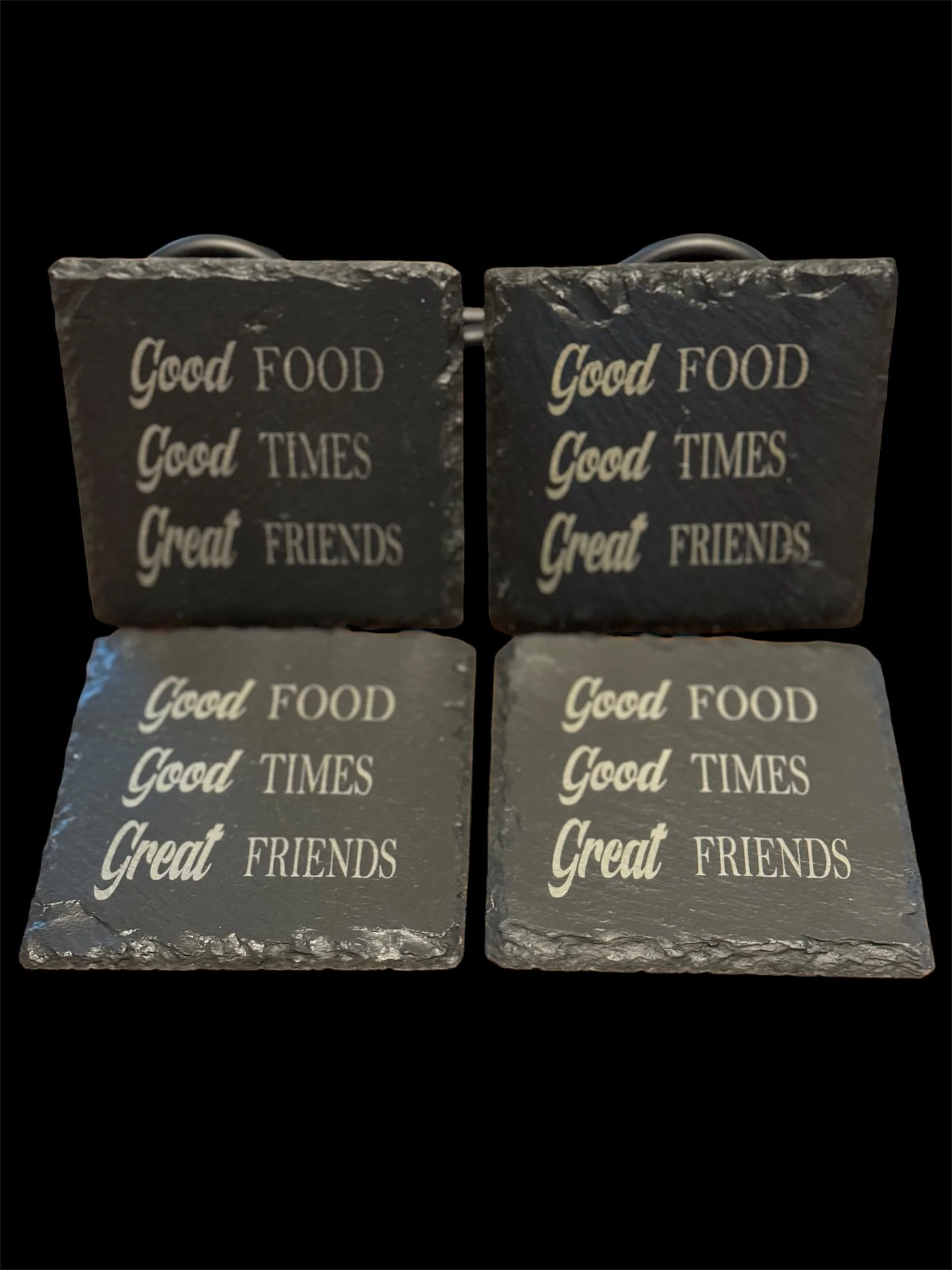 set of 4 slate coasters 4" x 4" - $20.00