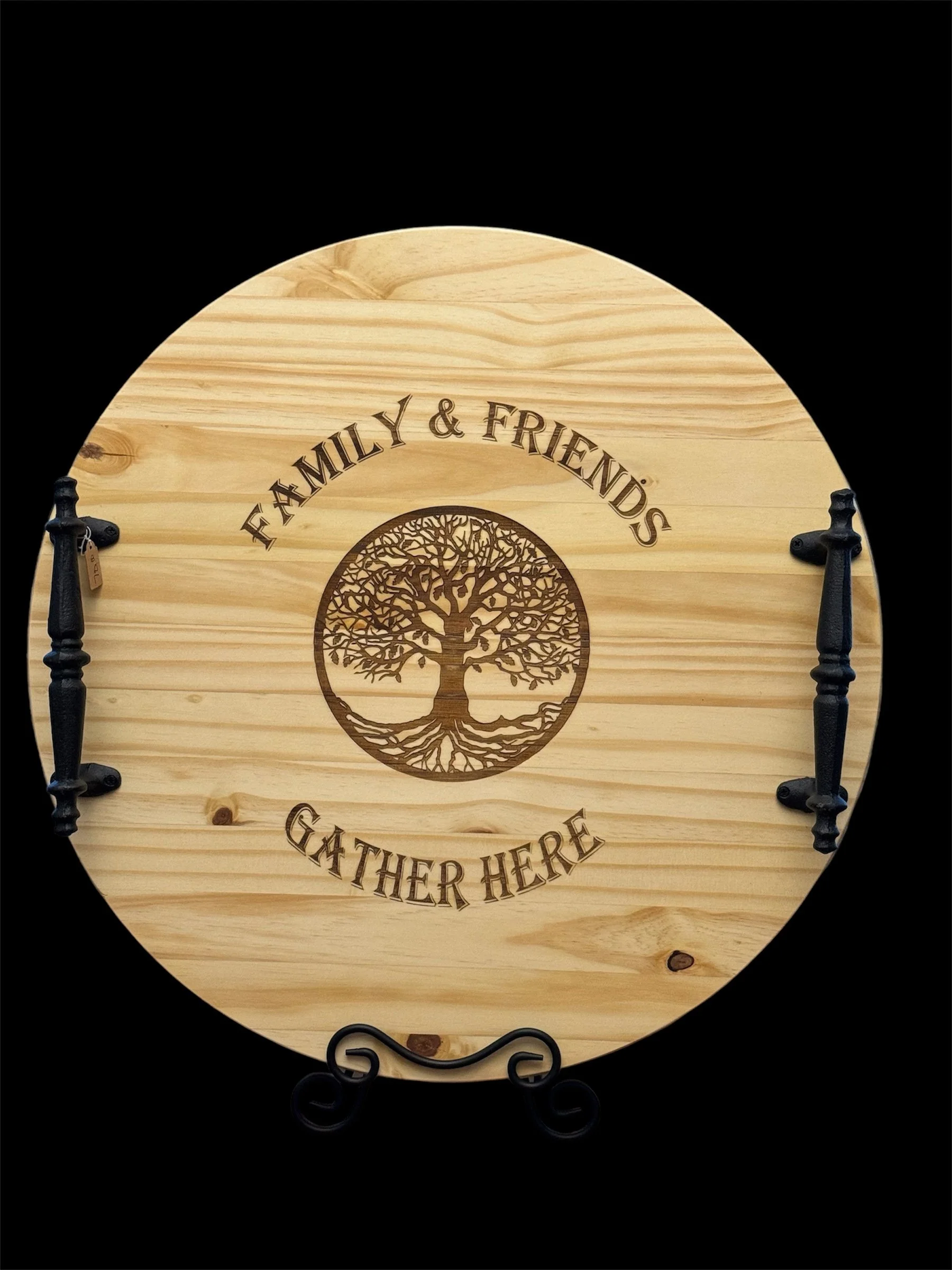 24" round charcuterie board with handles - $75.00