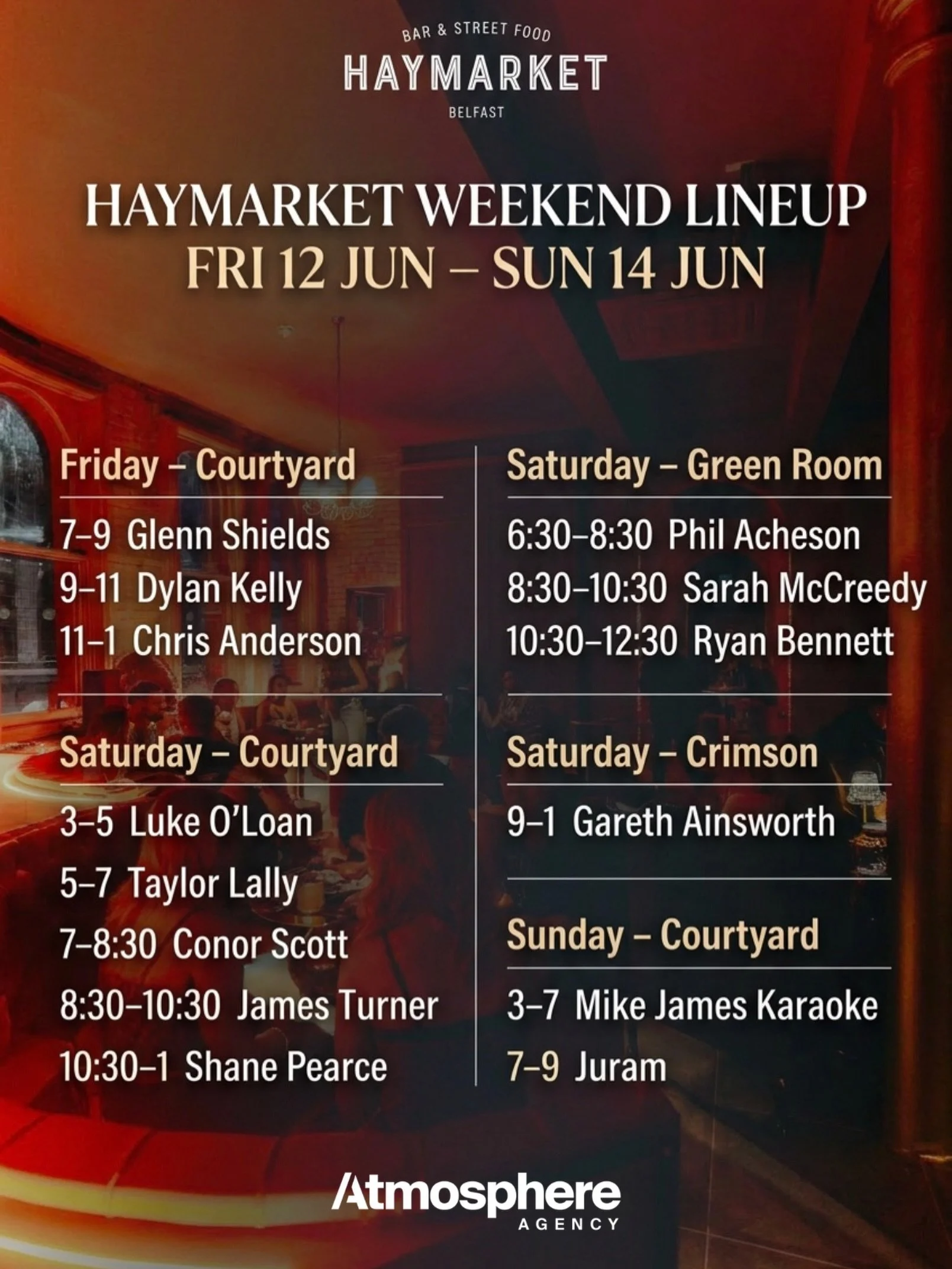 Big weekend of live entertainment ahead @haymarketbelfast 🎸🎧