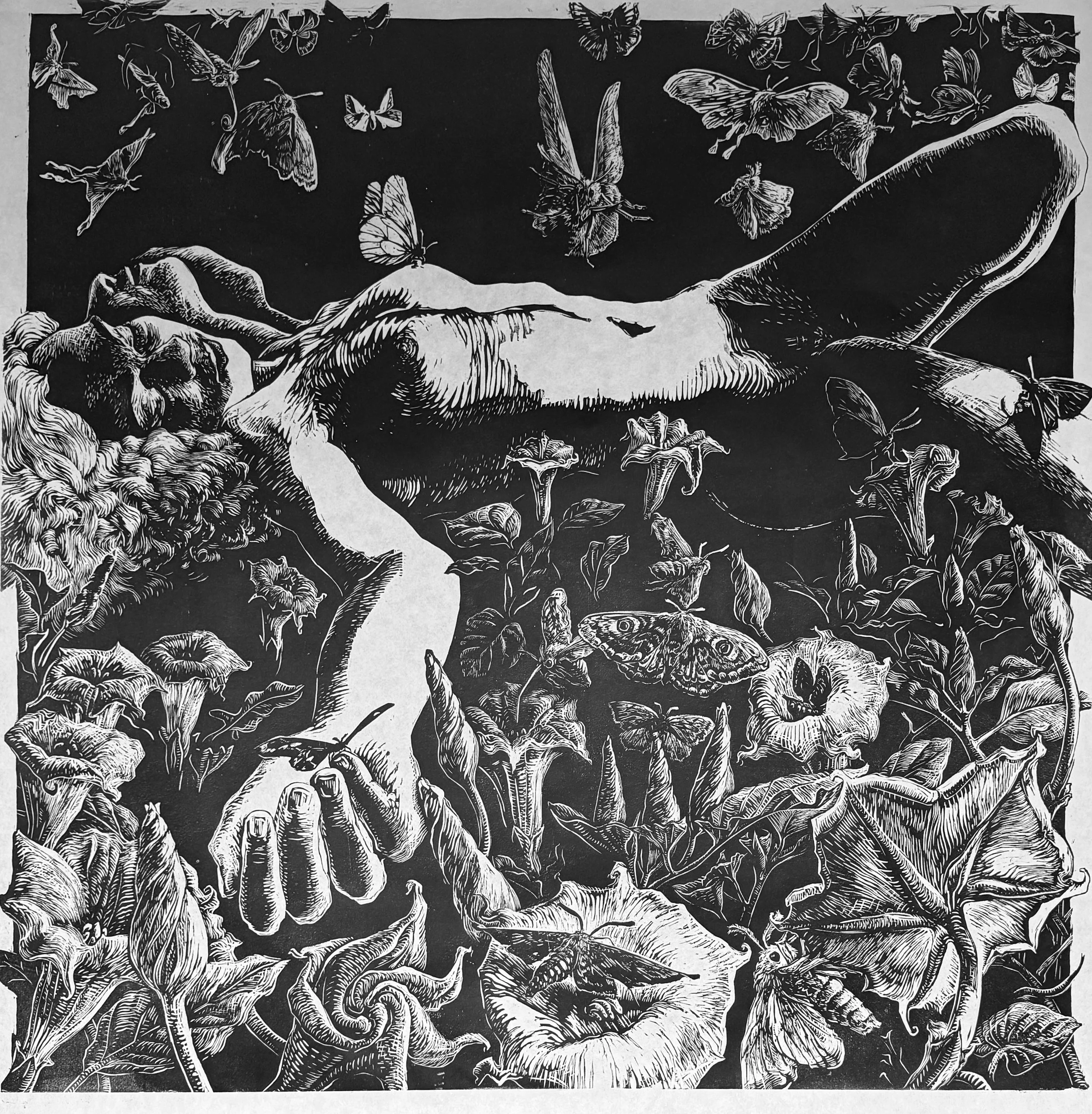 The Moon Garden
36in x 36in
woodcut relief print on mulberry hanji paper
2026

edition of 8