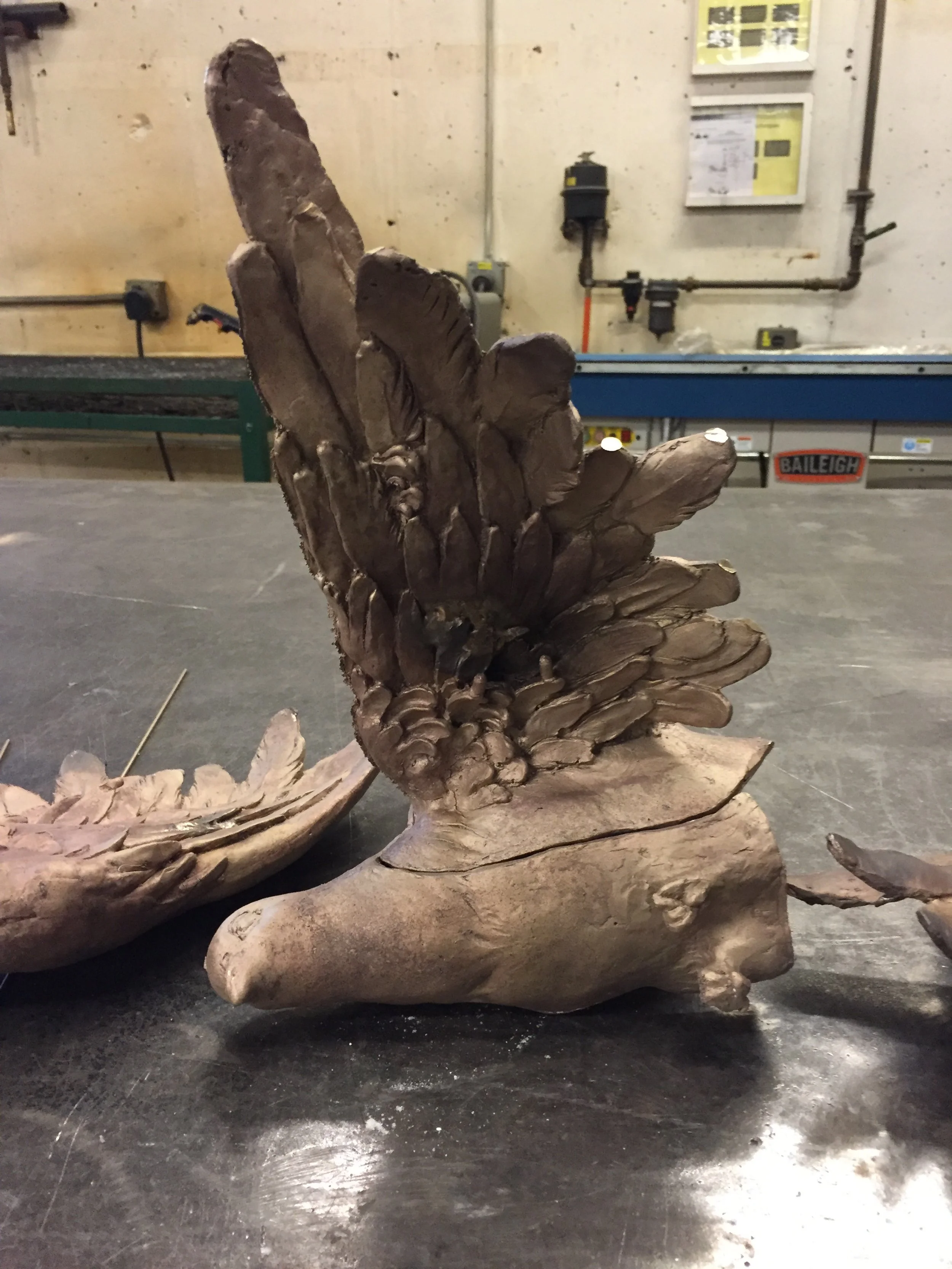 Spurs removed and prepped for welding