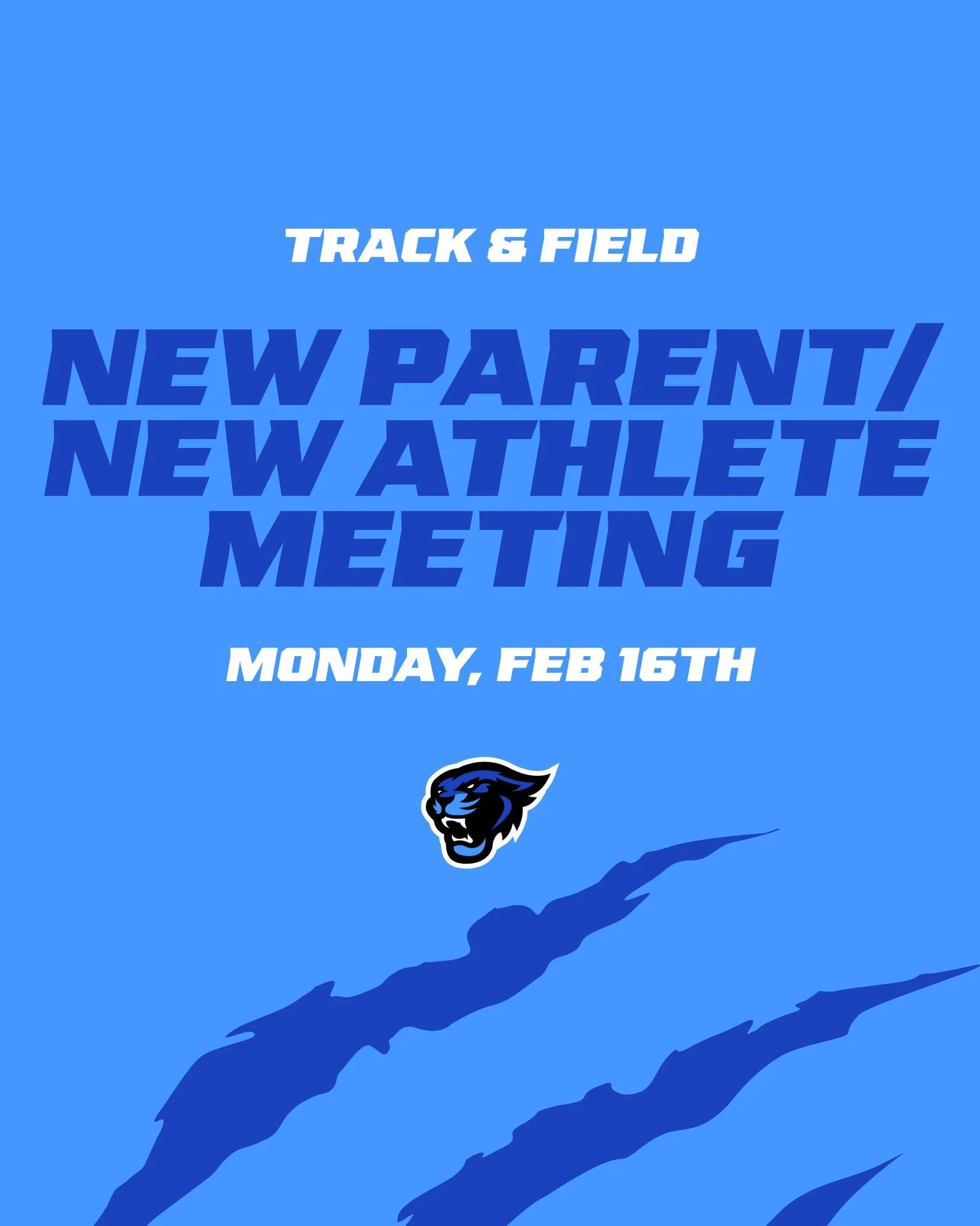 TRACK &amp; FIELD INFO MEETING

The New Parent/New Athlete meeting to learn about Cougars Track &amp; Field is on Monday, Feb 16th at ReCAST Church in Mattawan starting 6:30pm. This is a great chance to meet the coaches for Middle School and High Sch