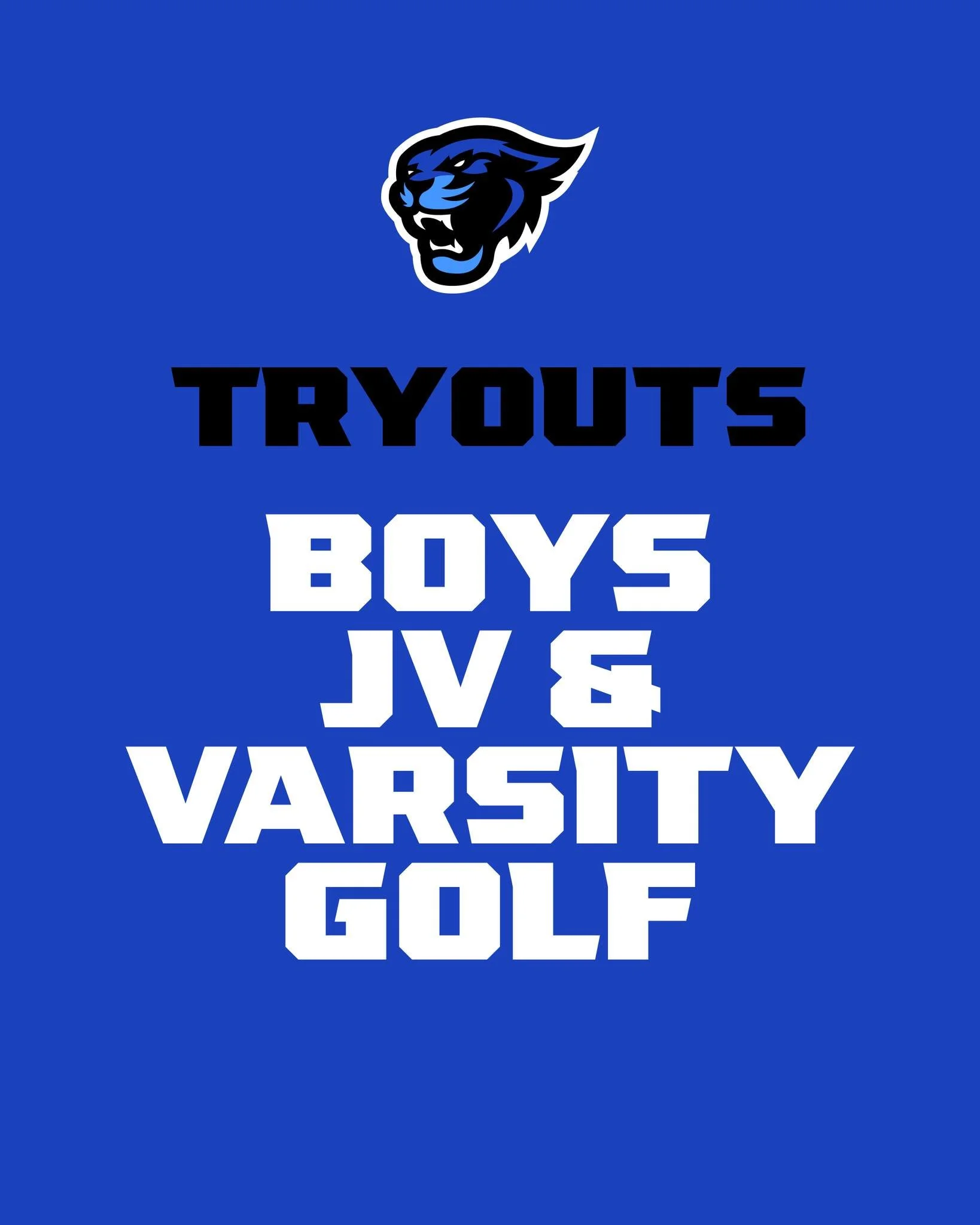 Cougar Boys Golf Practices begin March 17, 19, 24, 26 (weather permitting)
Tryouts take place April 7, 9, 10

Please help us spread the word&mdash;we are still looking for more golfers!

If interested, please  contact:
Lance Greer, Varsity @ 269-720-