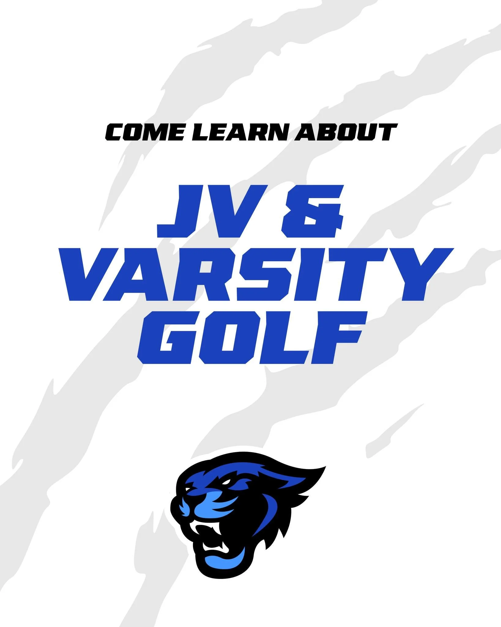 Come learn about Cougars JV and Varsity Golf

Meeting
Monday January 26, 2026
6:00 p.m.

Location
Prairie Edge Church
9316 Oakland Drive. Portage MI 49024. 

Coaches
Lance Greer 269-720-3134
Mitch Wassink 269-760-4812