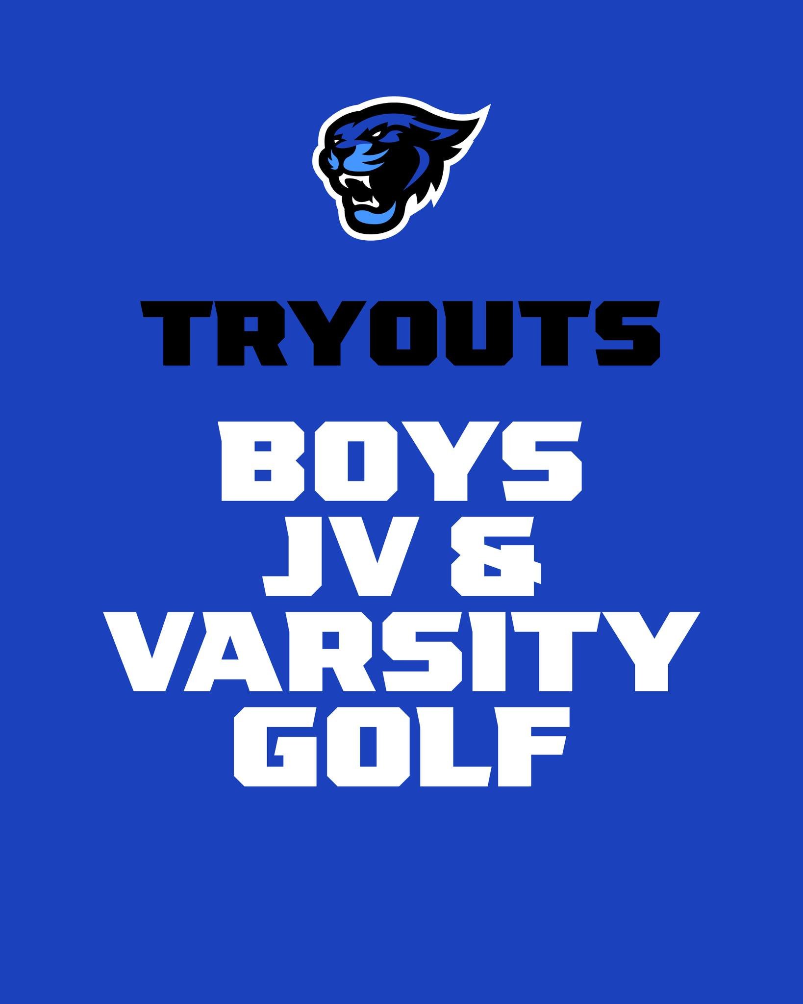 Cougar Boys Golf Practices begin March 17, 19, 24, 26 (weather permitting)
Tryouts take place April 7, 9, 10

Please help us spread the word&mdash;we are still looking for more golfers!

If interested, please  contact:
Lance Greer, Varsity @ 269-720-