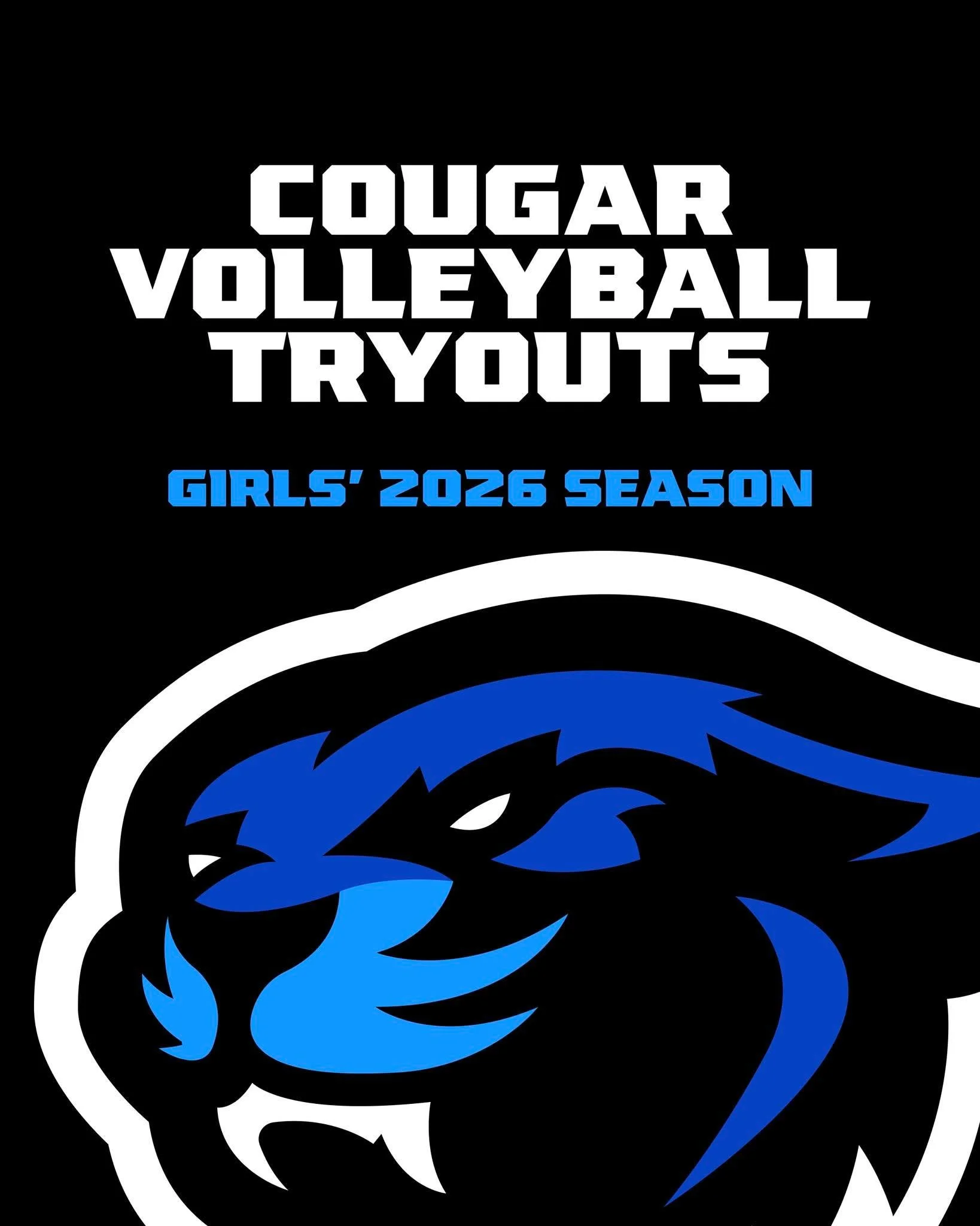 Attention! 🏐 

Kalamazoo Cougars Girls Volleyball Tryouts

Middle School
(12U and 14U)
June 2
8:30-10:30 am
@ Calvary Bible Church 

High School
(Freshman, JV, and V)
June 2
10:30-12:30
@Calvary Bible Church

Drop off 
Bring water bottle 

Go Cougar