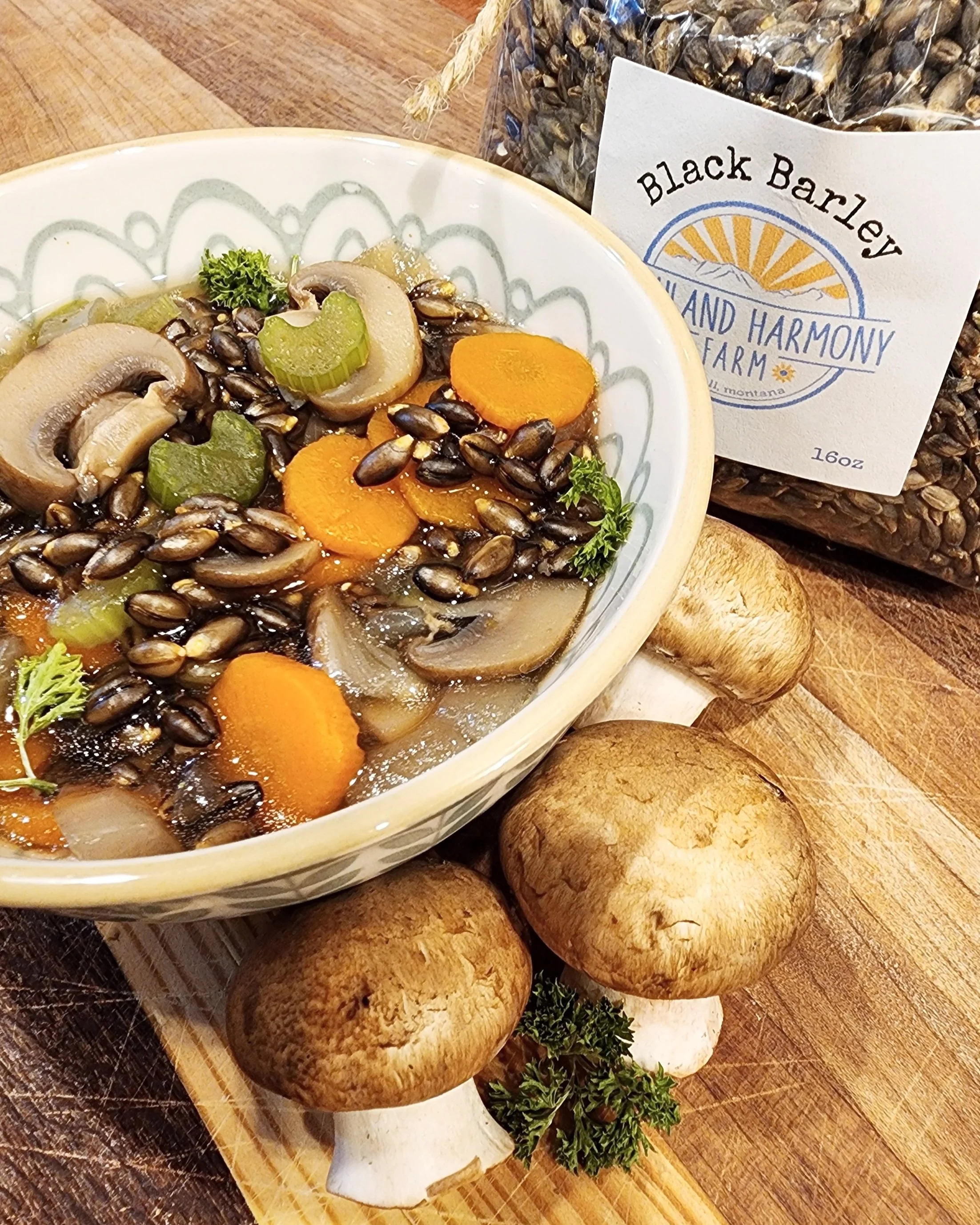Mushroom Black Barley Soup