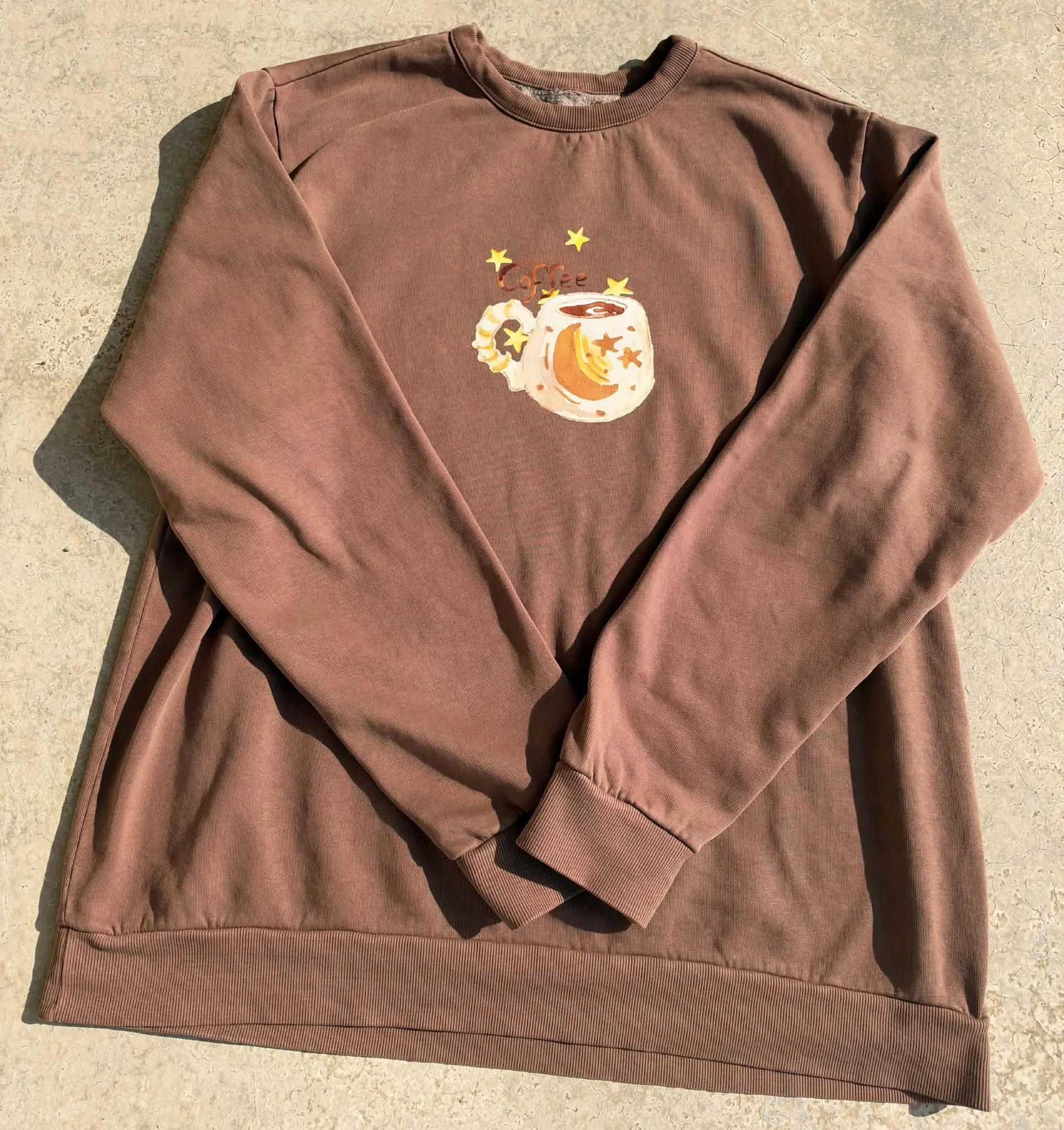 'brb need coffee' Crewneck - Mushroom Brown