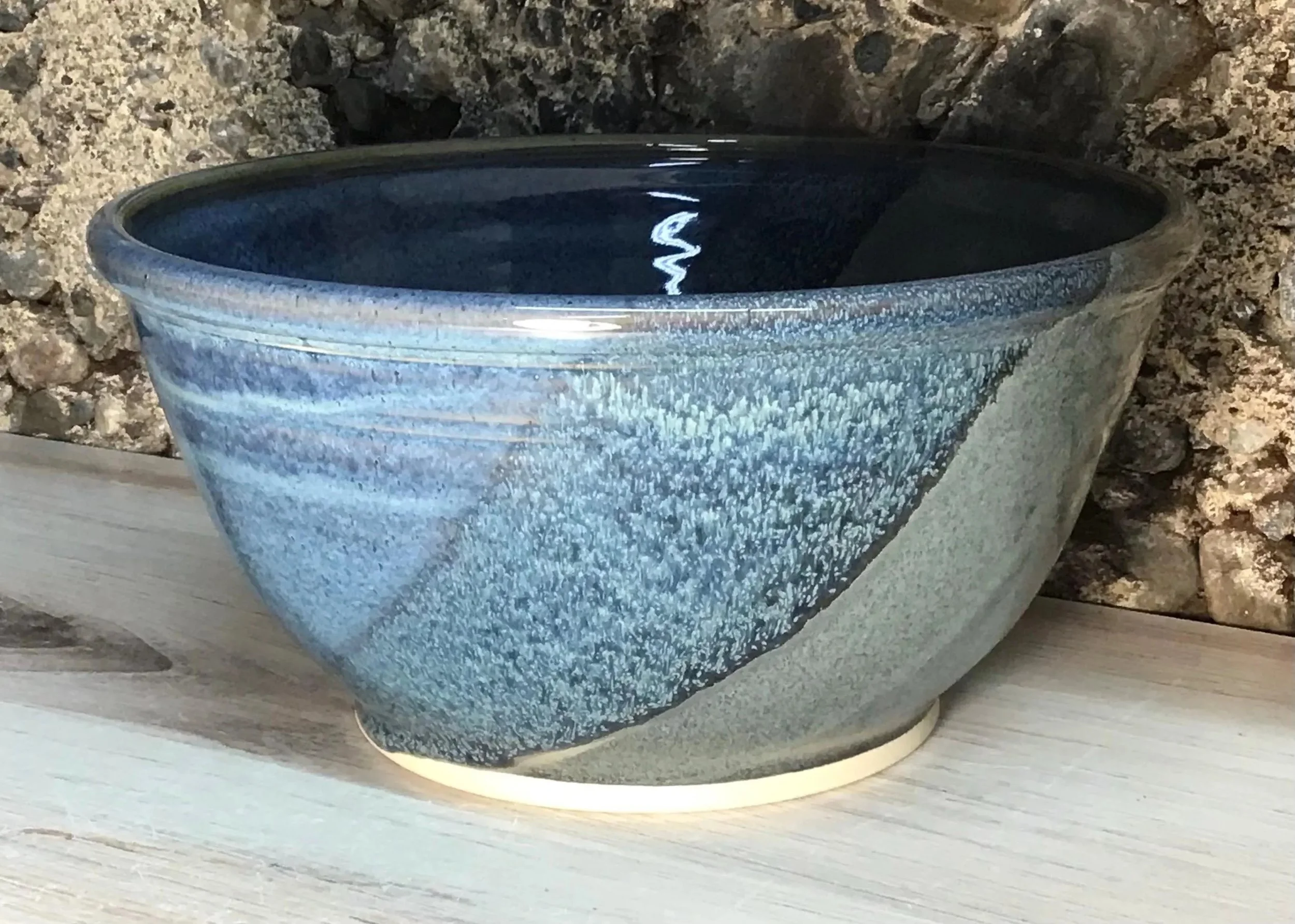 Handmade 9" Pottery Bowl--Slate/Twilight--8-cup Stoneware Bowl--Ceramic Serving Bowl