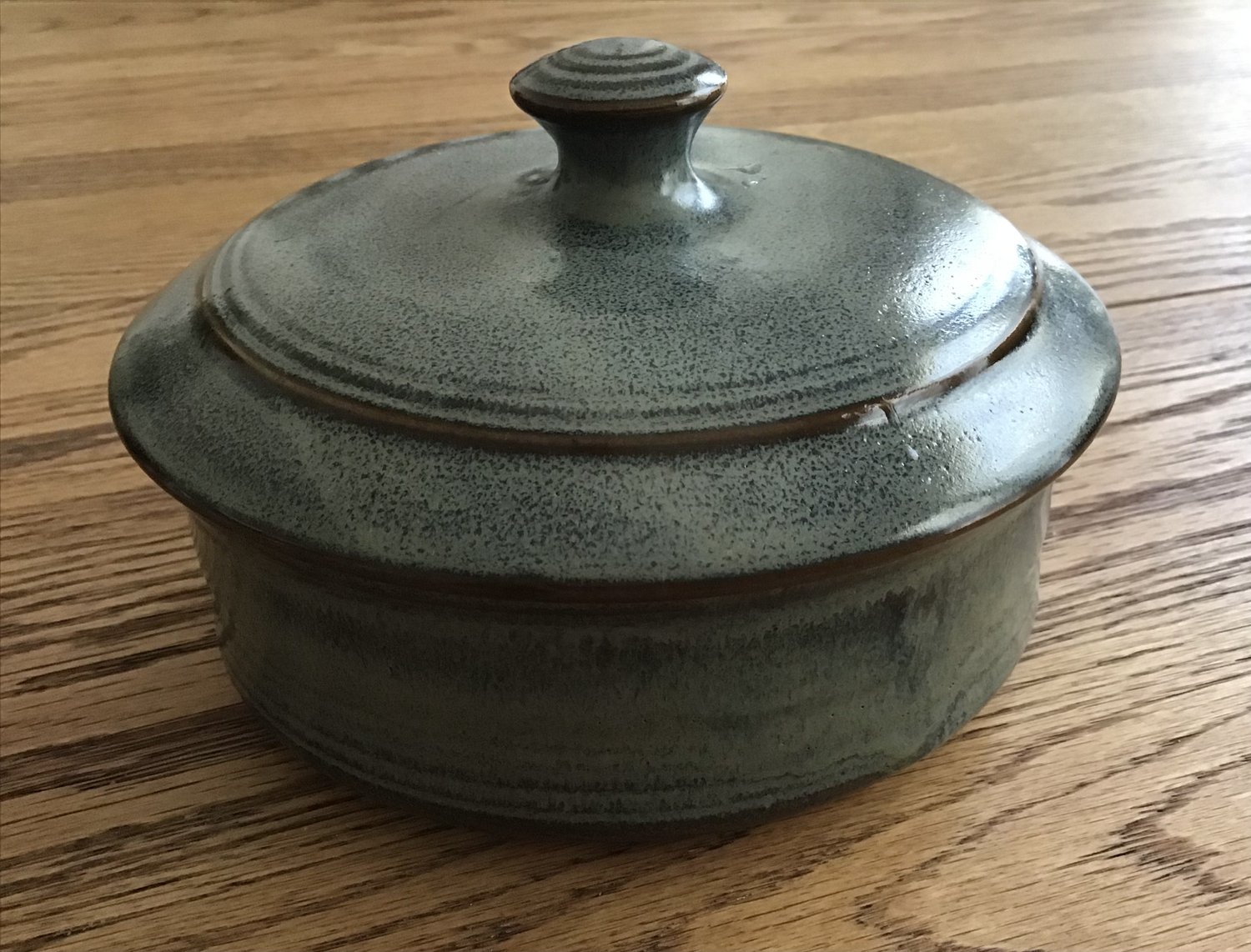 Vintage Stoneware Studio Pottery Pot with Lid and Handle Casserole Dish