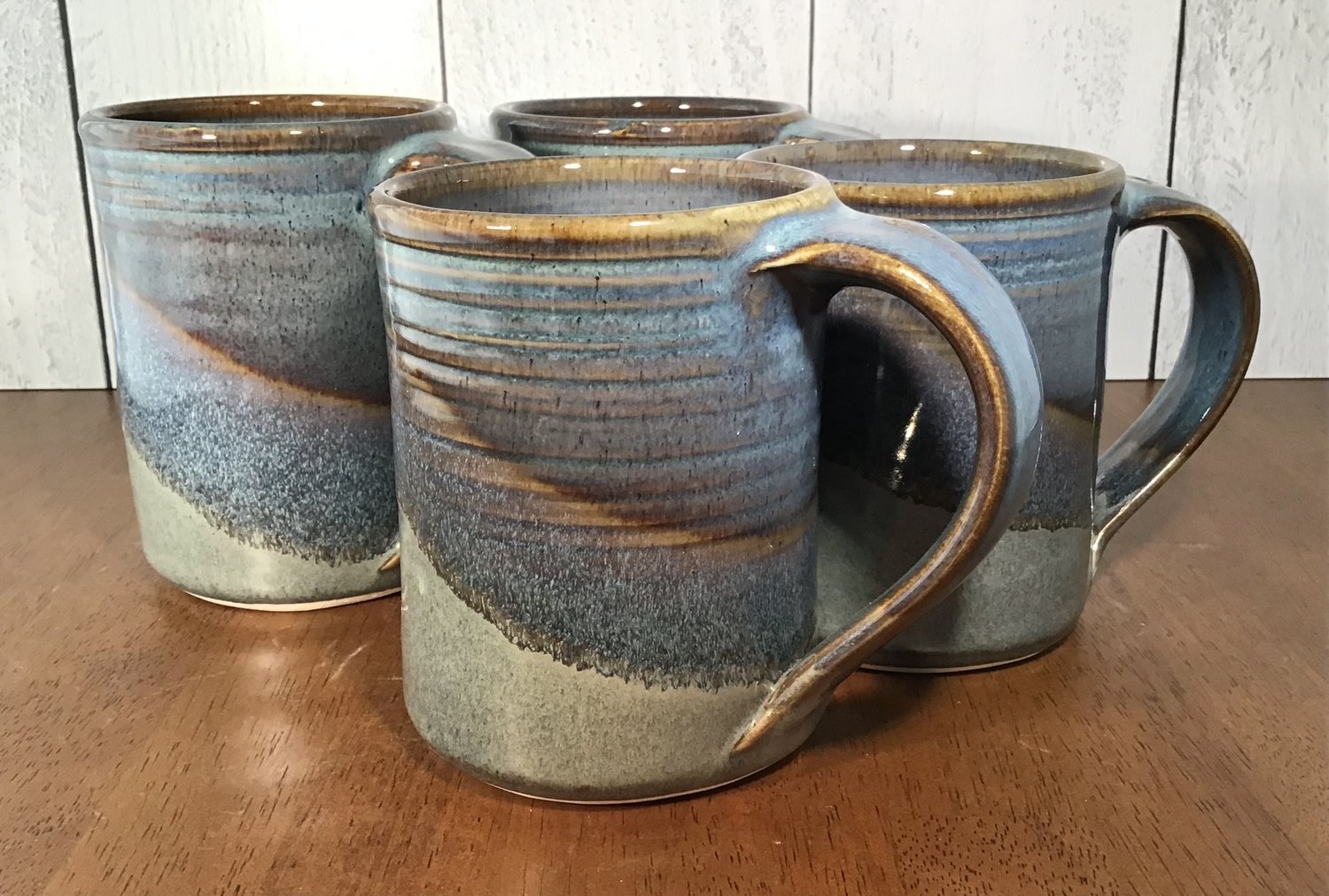 Set of 2 White Ceramic Mugs, Pottery Handmade Coffee Mugs Set With Handle,  Huggable Straight Large Tea Mugs, Rustic Modern Look Mugs 