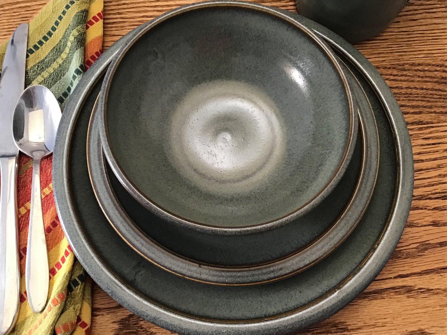 Handmade Pottery Dinnerware Set for Eight Hand Thrown Stoneware Pottery  Dinnerware Set