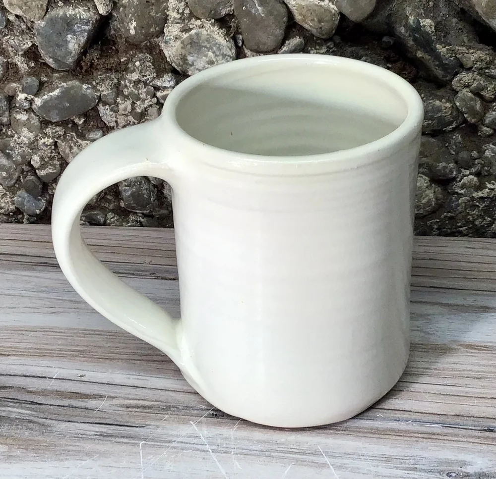 handmade pottery coffee mug--white--ivory--ceramic 14-ounce mug--hand  thrown stoneware mug  CRUTCHFIELD POTTERY