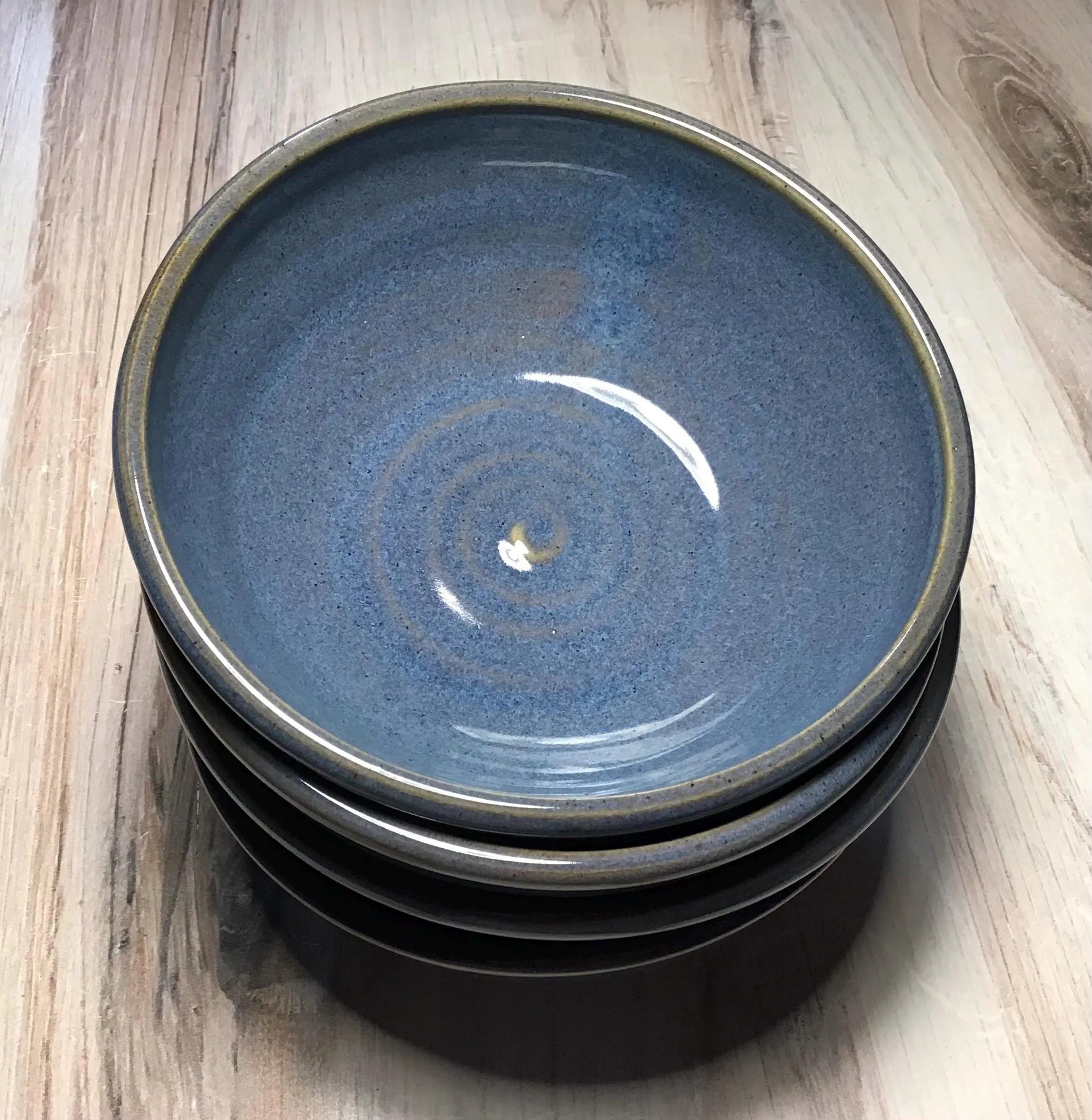 Four Handmade Pottery Bowls--Twilight--2-cup Stoneware Bowls