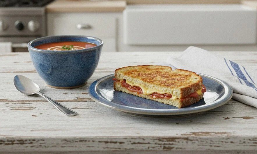 soup and sandwich--rice bowl and 8 inch plate in Twilight