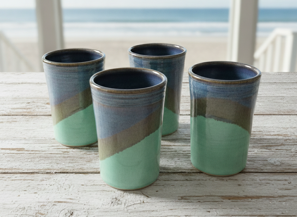 Pottery Tumblers--Set of 4--Choose Your Glaze--Ceramic-16-ounce Tumblers-Stoneware Cup Set