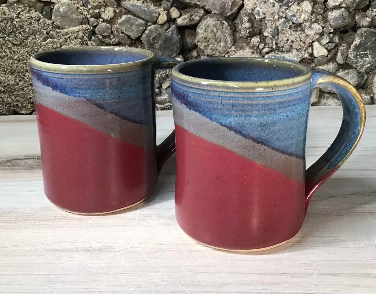 set of 2 mugs-14 ounce handmade pottery mugs-set of ceramic  mugs-handcrafted stoneware mugs  CRUTCHFIELD POTTERY