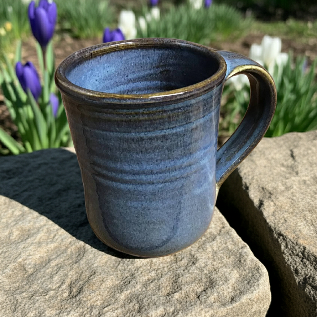 Single Handmade Pottery Mug-- Twilight Blue-14 oz ceramic coffee mug-Hand thrown stoneware mug--hot or cold beverages